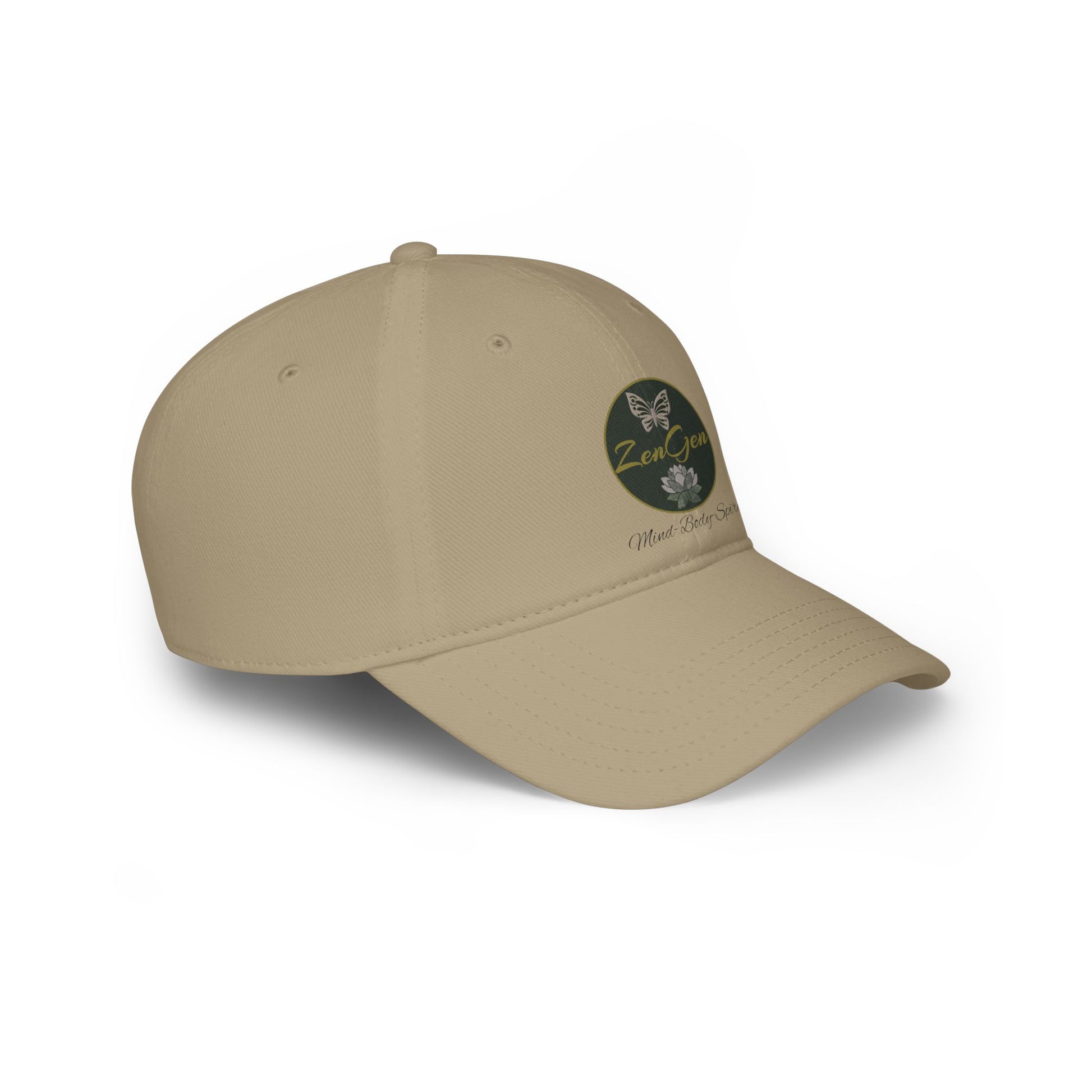 ZenGen Logo Wear - Unisex Low Profile Baseball Cap - White or Khaki - One Size Fits All - ZenGen USA