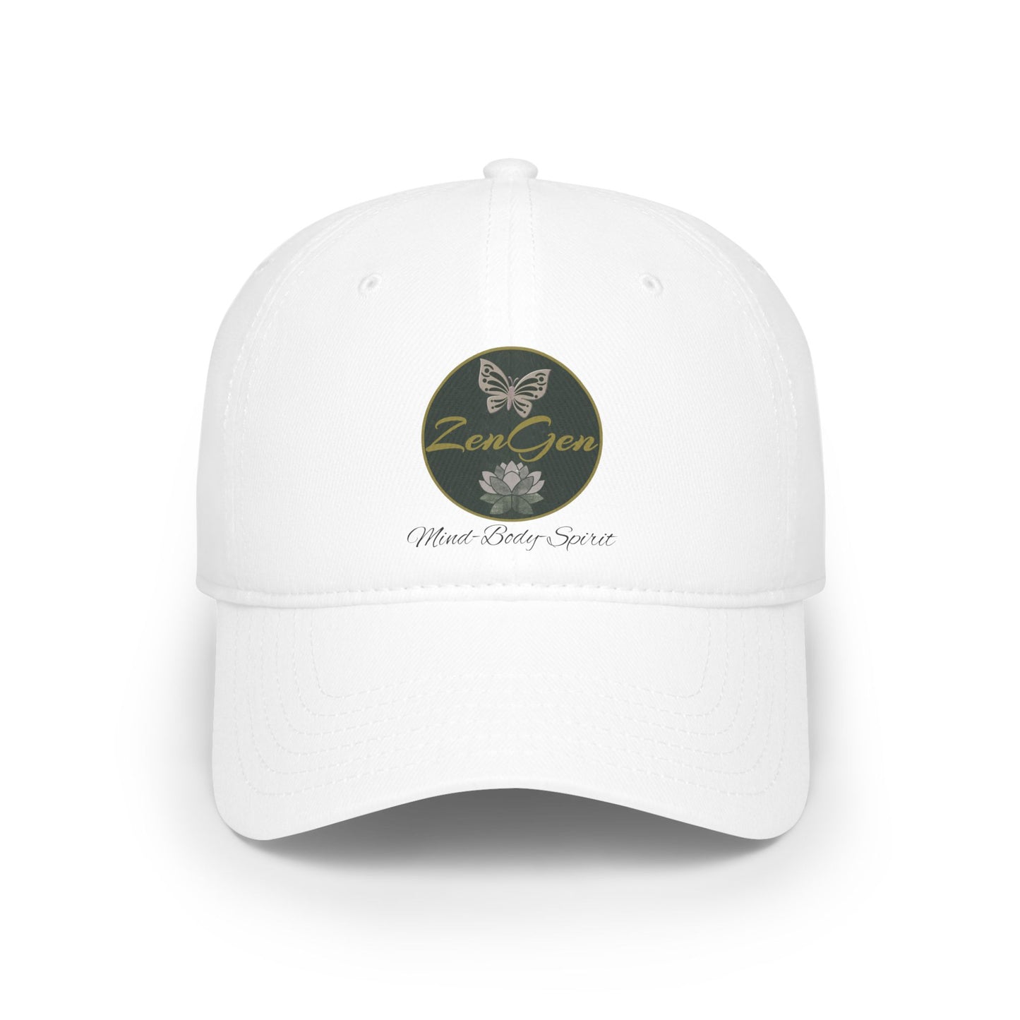 ZenGen Logo Wear - Unisex Low Profile Baseball Cap - White or Khaki - One Size Fits All - ZenGen USA