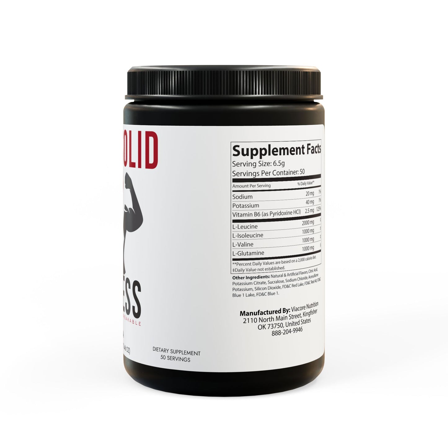 RockSolid Fitness BCAA Supplement - Grape Flavored (325g, 11.46oz, 50 servings) - ZenGen USA