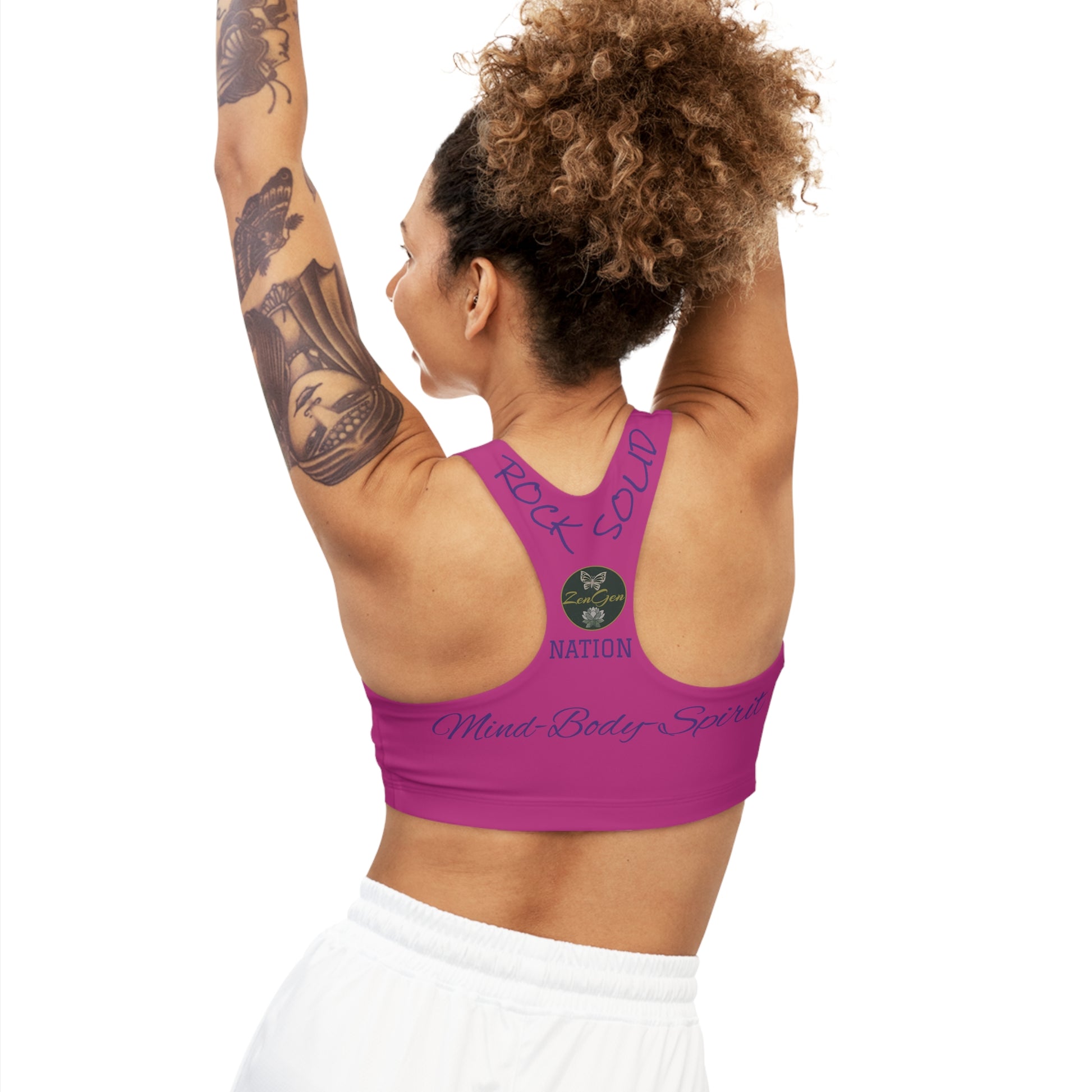 Seamless Sports Bra Pink  - ROCK SOLID Blazing Flower - ZenGen USA - ZenGen USA
