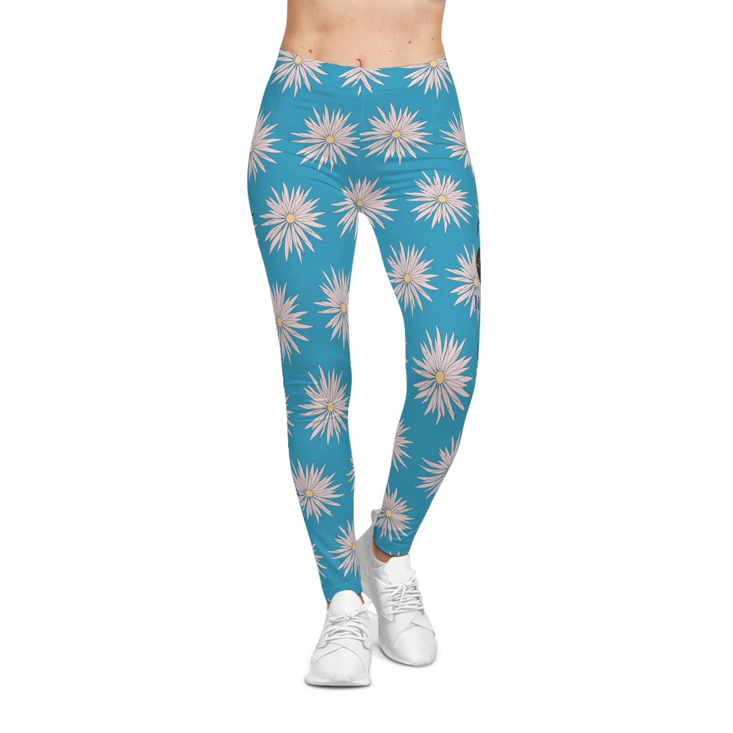 Women's Casual Leggings - Turquoise - ROCK SOLID Blazing Flower - ZenGen USA - ZenGen USA