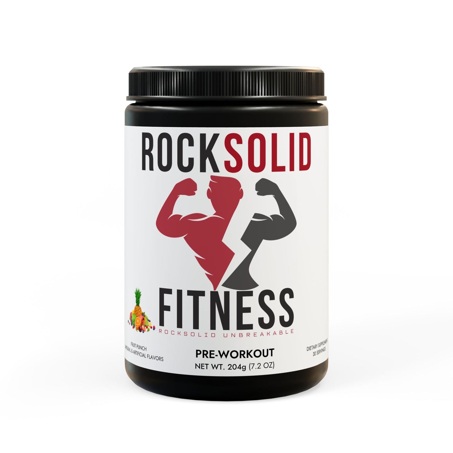 RockSolid Fitness Pre-Workout Supplement - Fruit Punch Flavored (204g, 7.1oz) - ZenGen USA