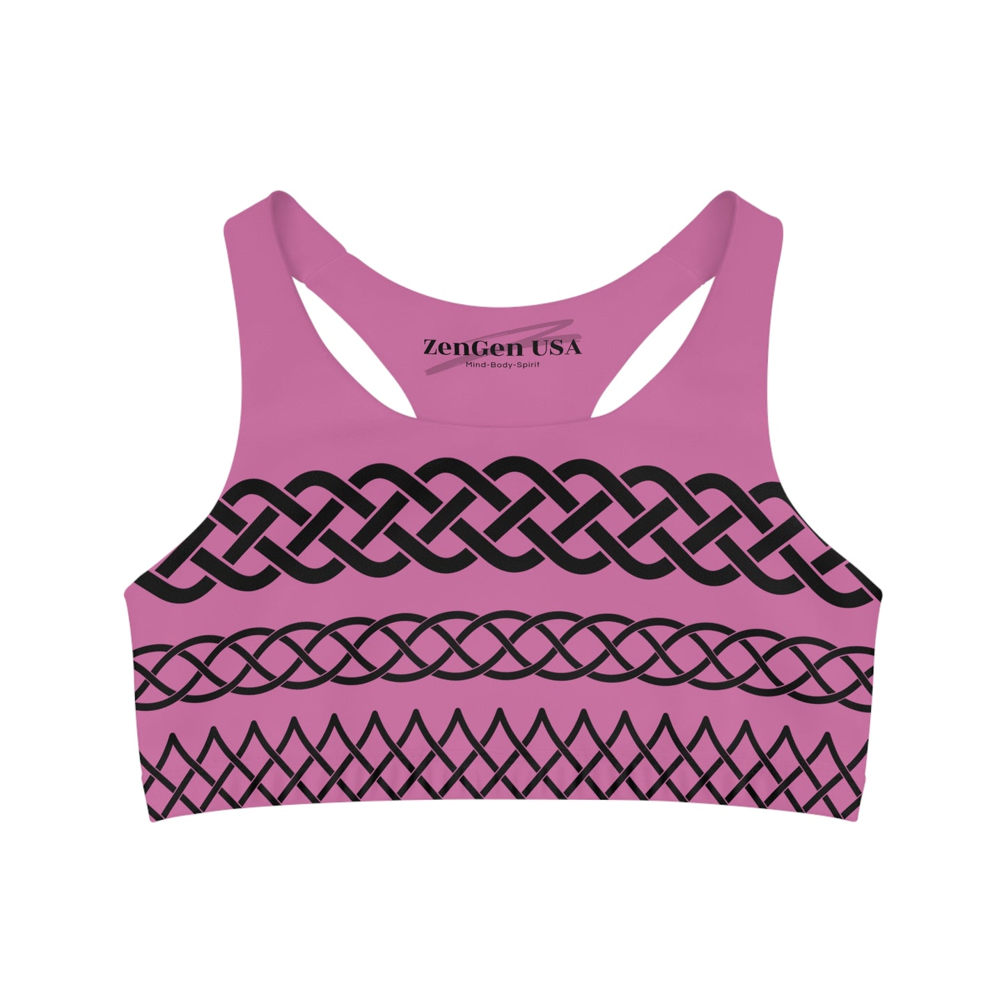 Celtic Tribal Tattoo - Pink Sports Bra - ZenGen USA ROCK SOLID - ZenGen USA