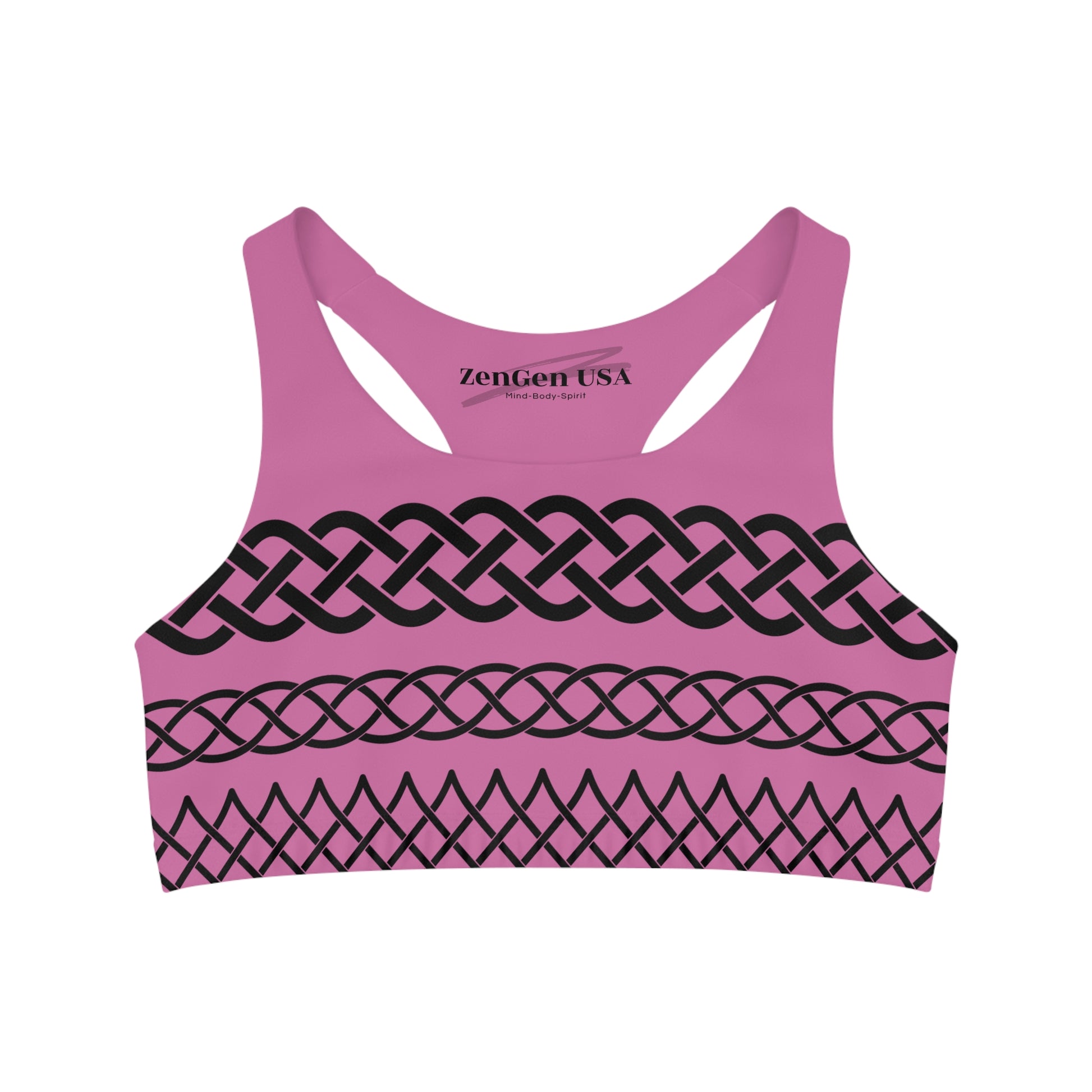 Celtic Tribal Tattoo - Pink Sports Bra - ZenGen USA ROCK SOLID - ZenGen USA