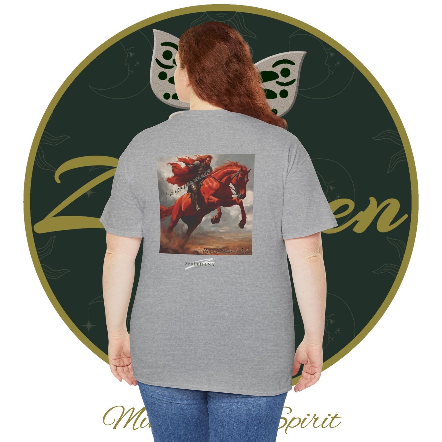 Apocalypse - 2nd Seal Revelation 6:3,4 - Unisex Heavy Cotton Tee - Revelation Collection - ZenGen USA - ZenGen USA