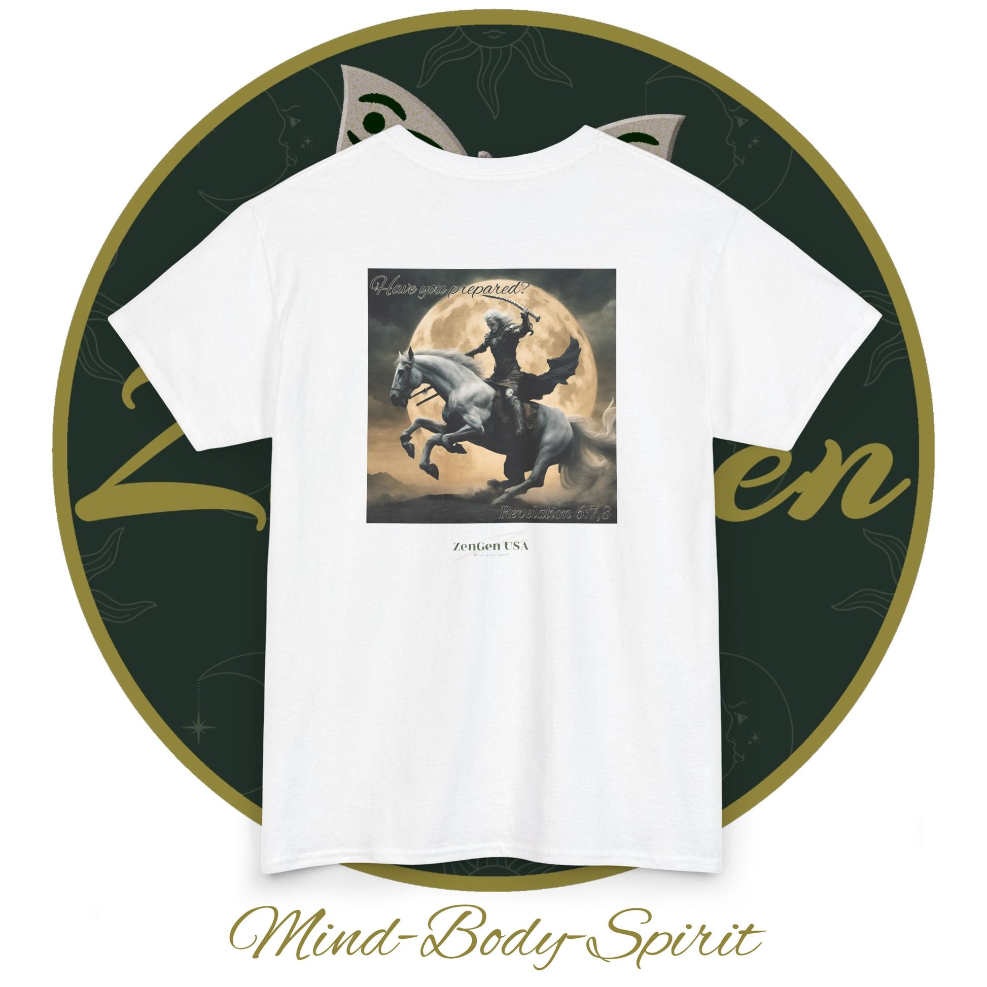 Apocalypse - 4th Seal Revelation 6:7,8 - Unisex Heavy Cotton Tee - Revelation Collection - ZenGen USA - ZenGen USA