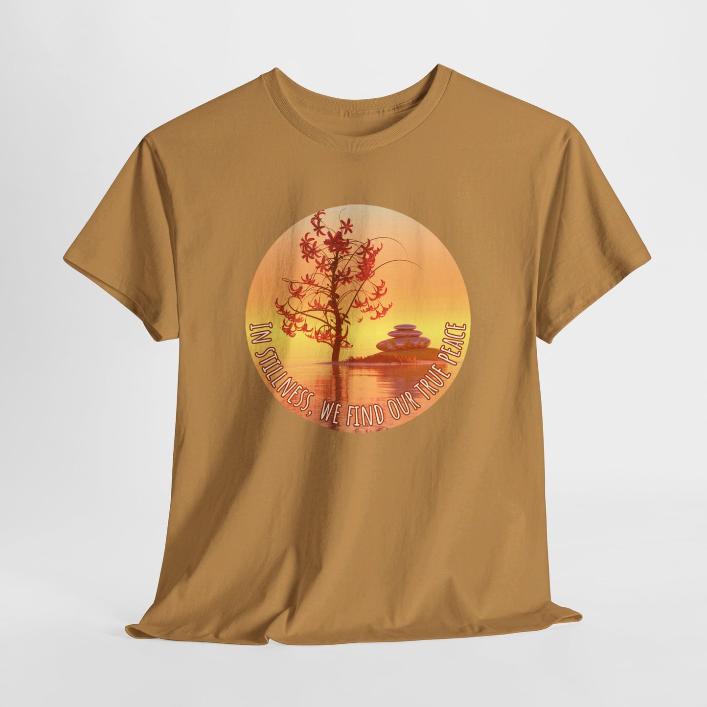 Find True Peace: Unisex Heavy Cotton Zen Bonsai & Cairns Graphic Tee - ZenGen USA