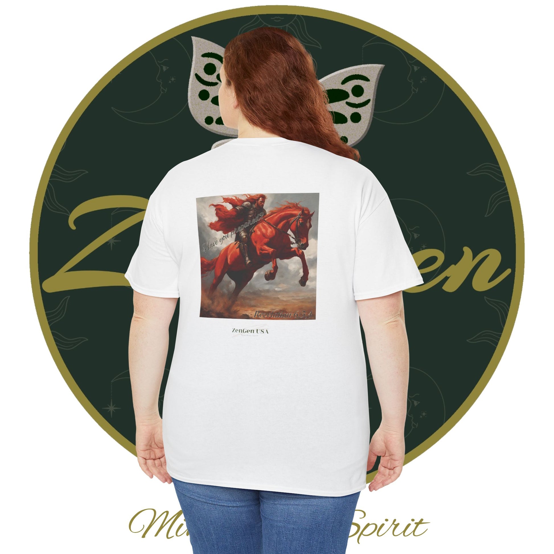 Apocalypse - 2nd Seal Revelation 6:3,4 - Unisex Heavy Cotton Tee - Revelation Collection - ZenGen USA - ZenGen USA