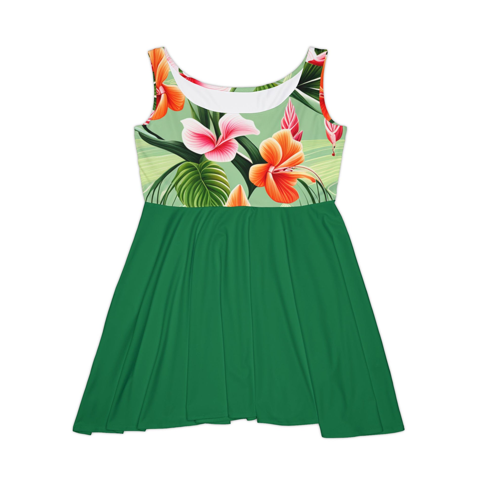 Women's Floral Skater Dress (AOP) - ZenGen USA - Green - ZenGen USA