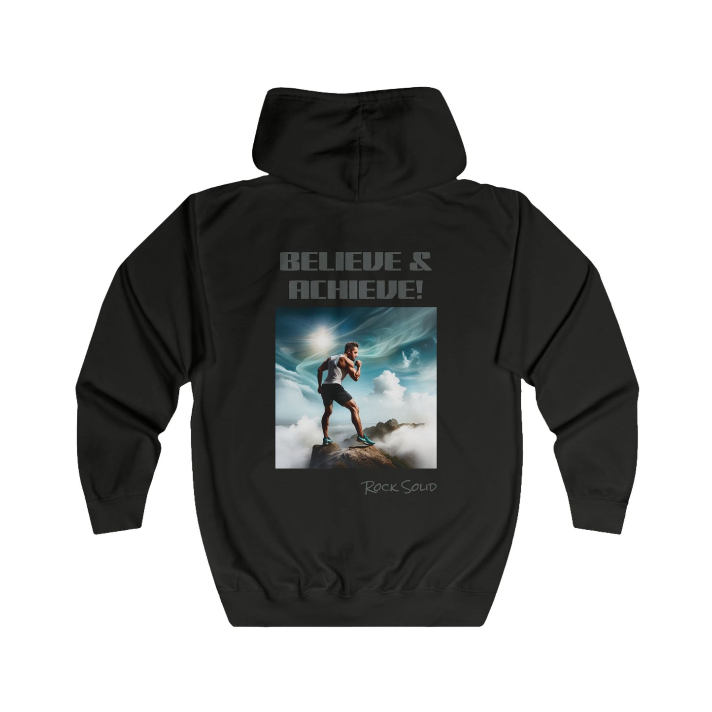 Unisex Full Zip Hoodie - ROCK SOLID "Believe & Achieve!" - ZenGen USA - ZenGen USA