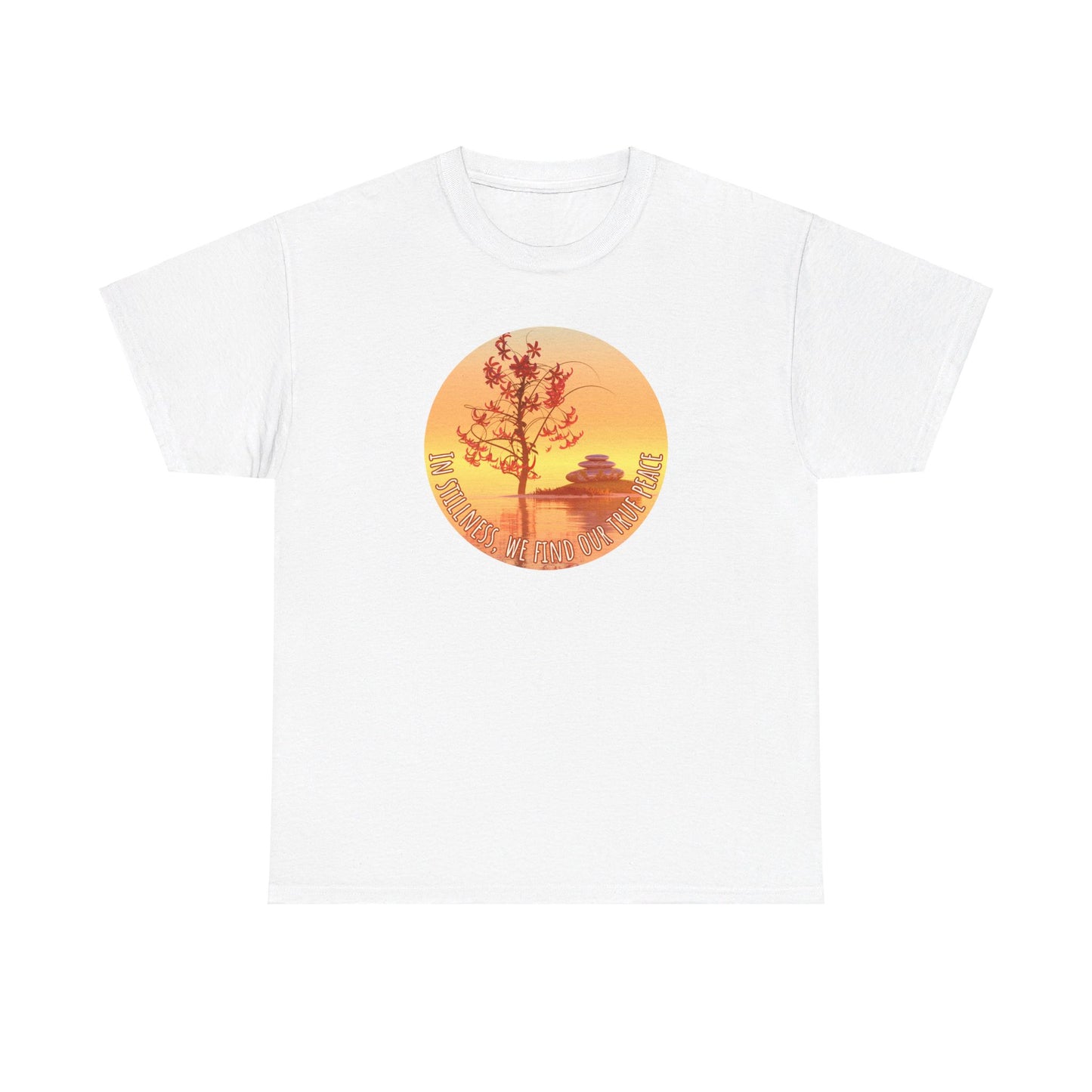 Find True Peace: Unisex Heavy Cotton Zen Bonsai & Cairns Graphic Tee - ZenGen USA