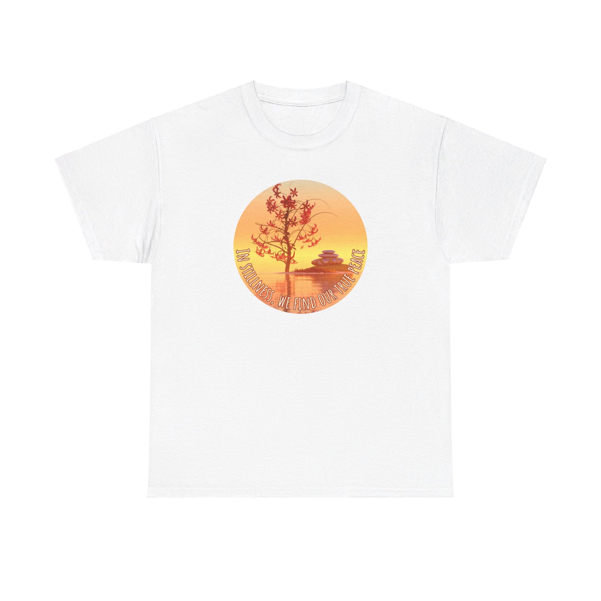 Find True Peace: Unisex Heavy Cotton Zen Bonsai & Cairns Graphic Tee - ZenGen USA