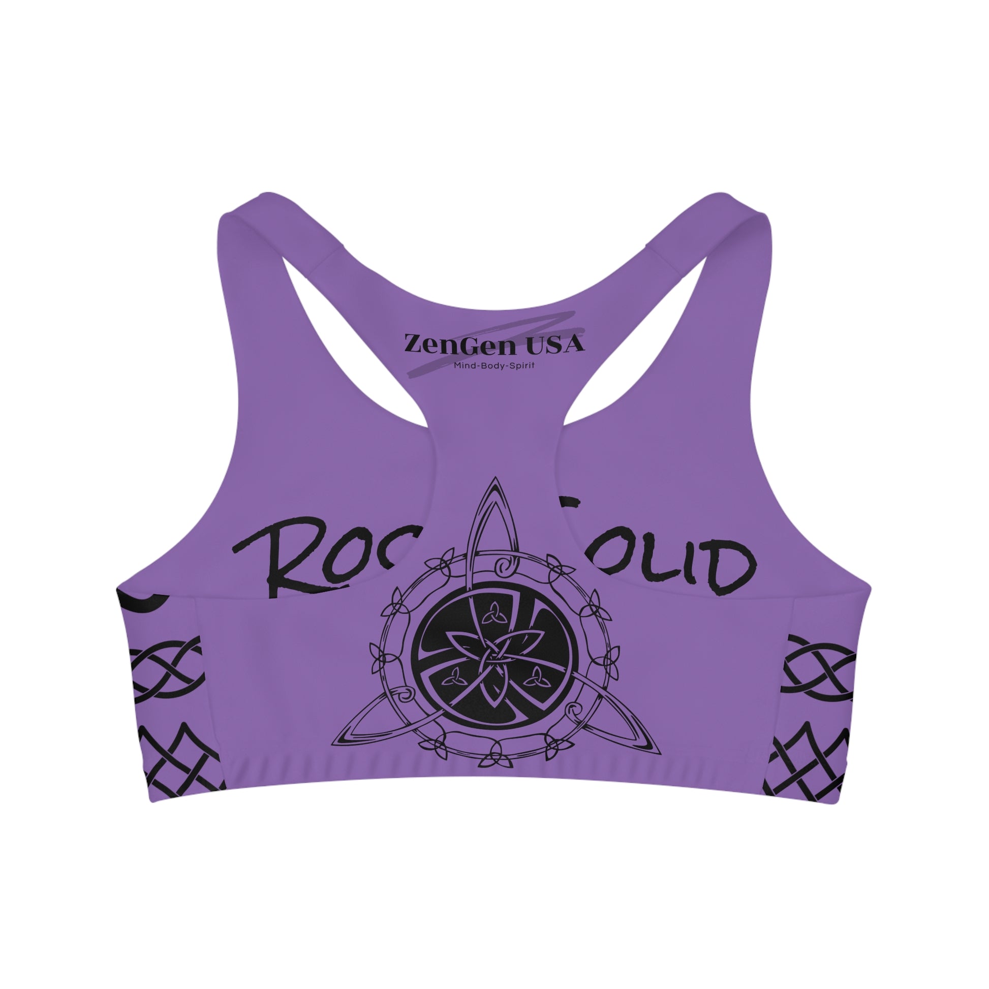 Celtic Tribal Tattoo - Purple Sports Bra - ZenGen USA ROCK SOLID - ZenGen USA