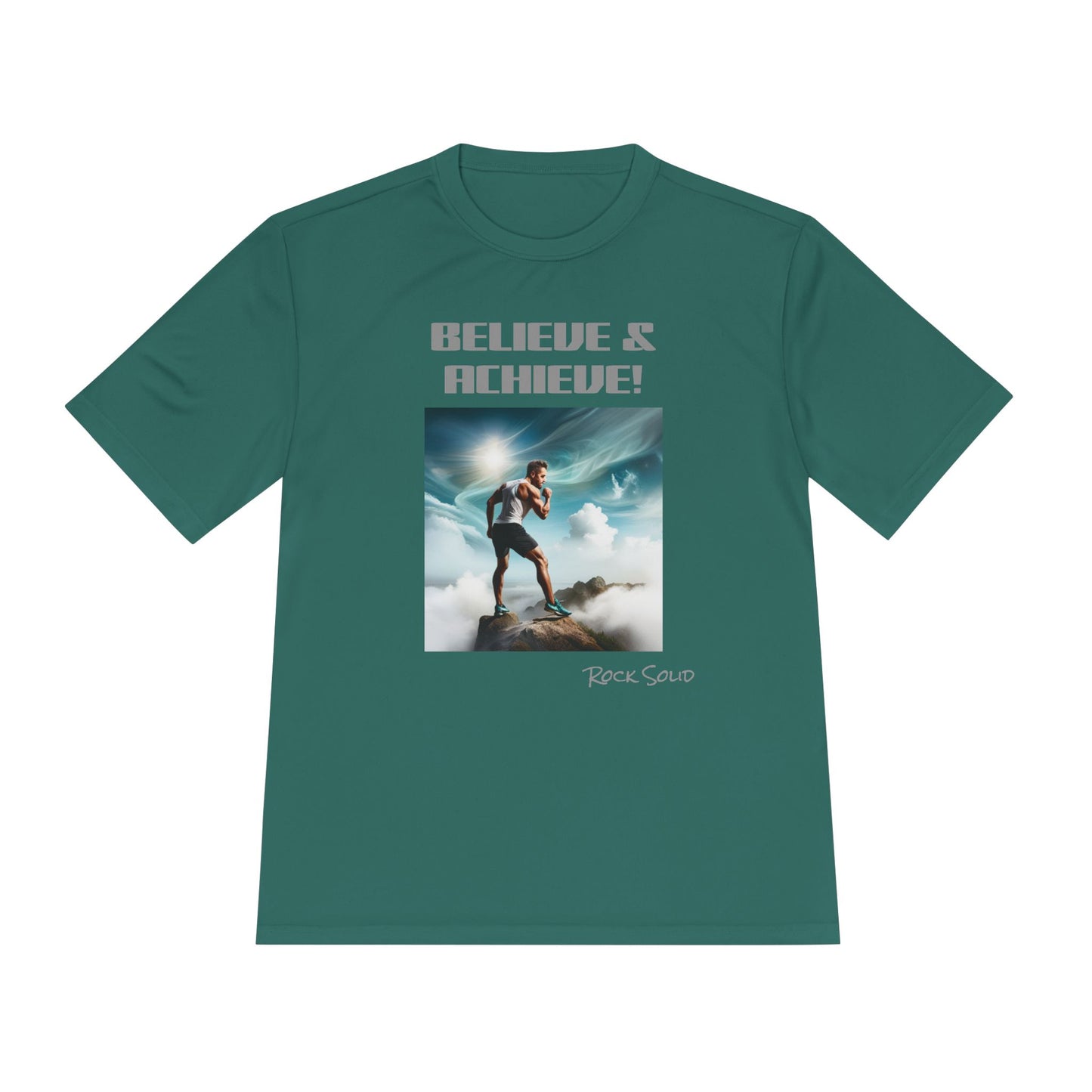 Unisex Moisture Wicking Tee - ROCK SOLID, Believe & Achieve! - ZenGen USA - ZenGen USA