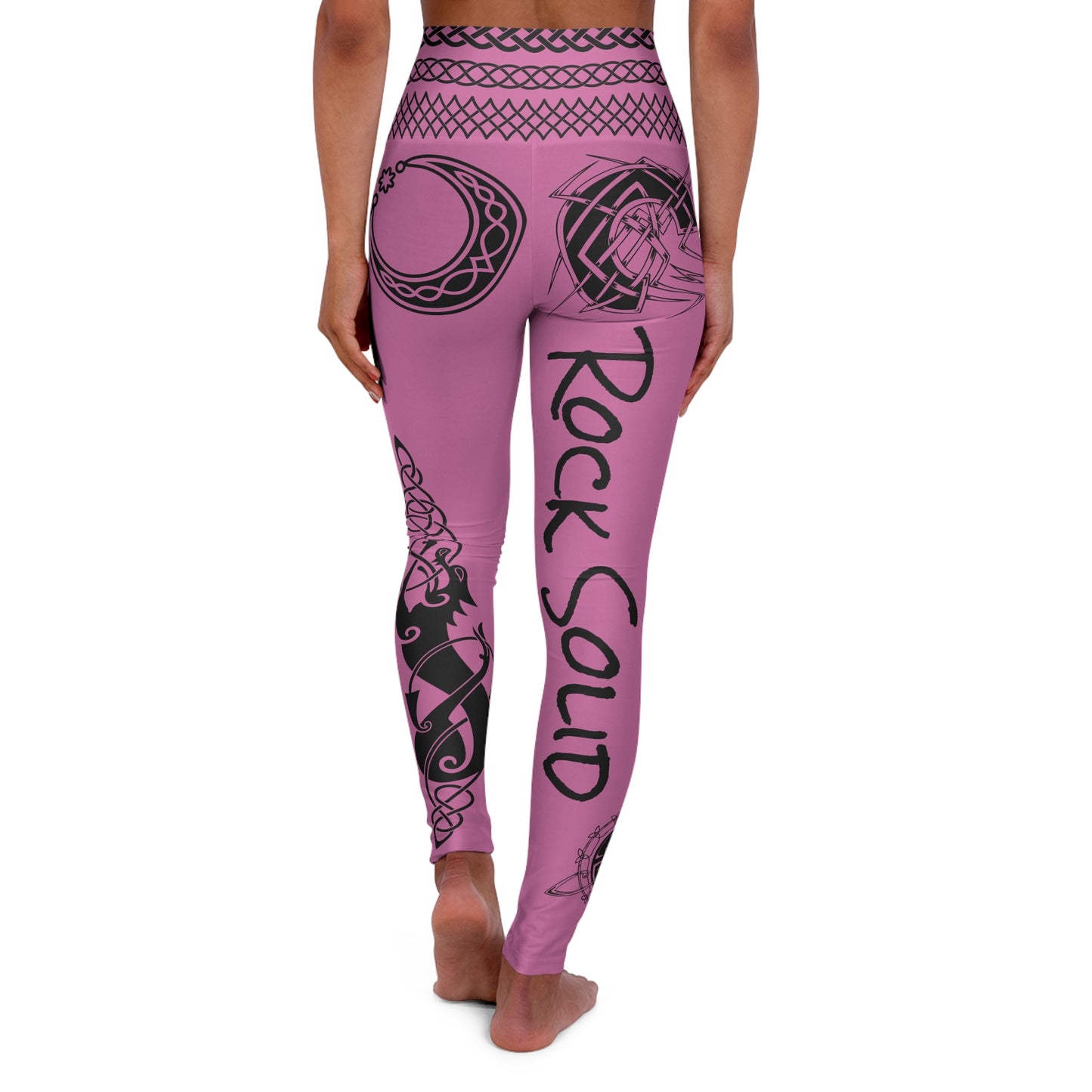 Celtic Tribal Tattoo - Pink Yoga Leggings - ZenGen USA ROCK SOLID - ZenGen USA