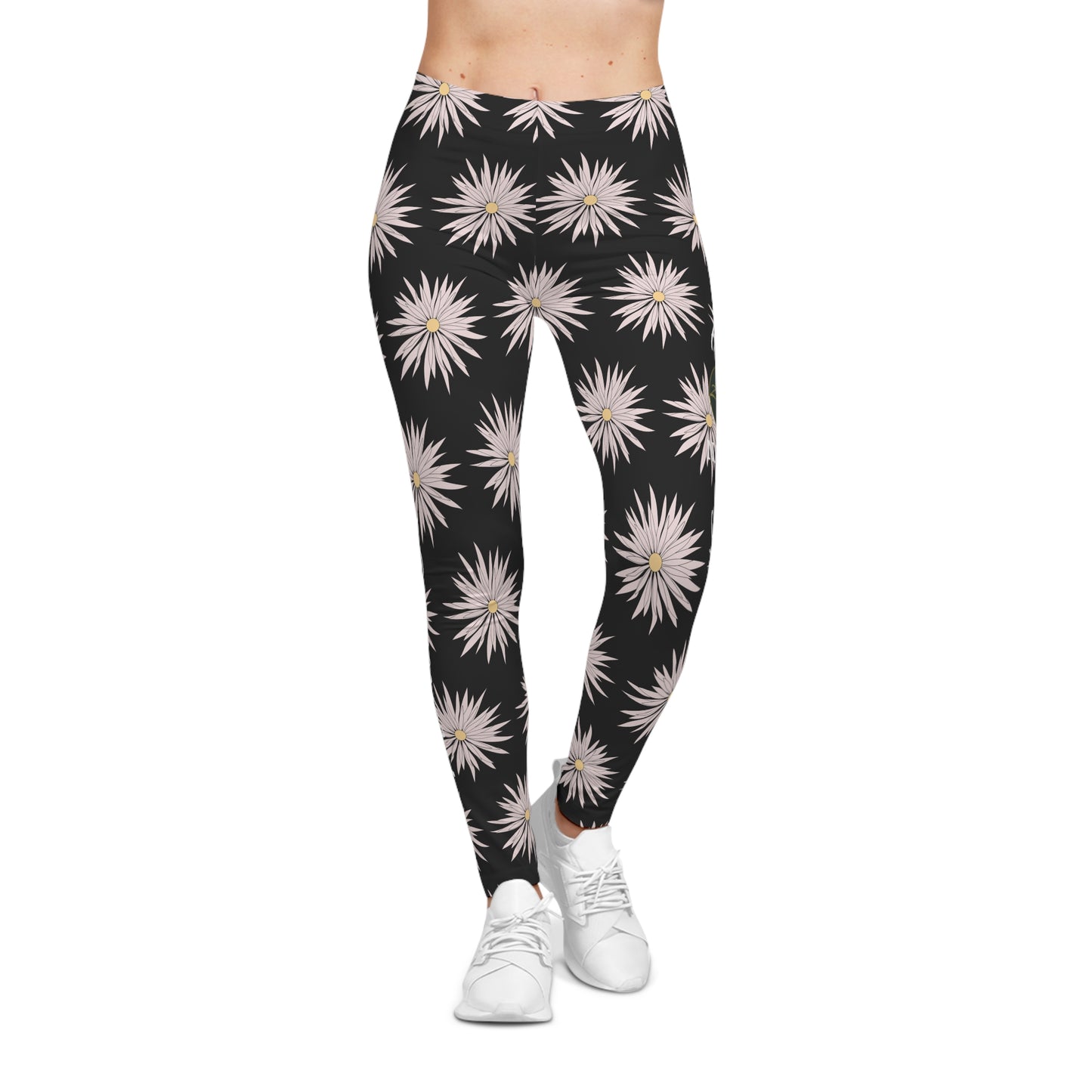 Women's Casual Leggings - Black - ROCK SOLID Blazing Flower - ZenGen USA - ZenGen USA