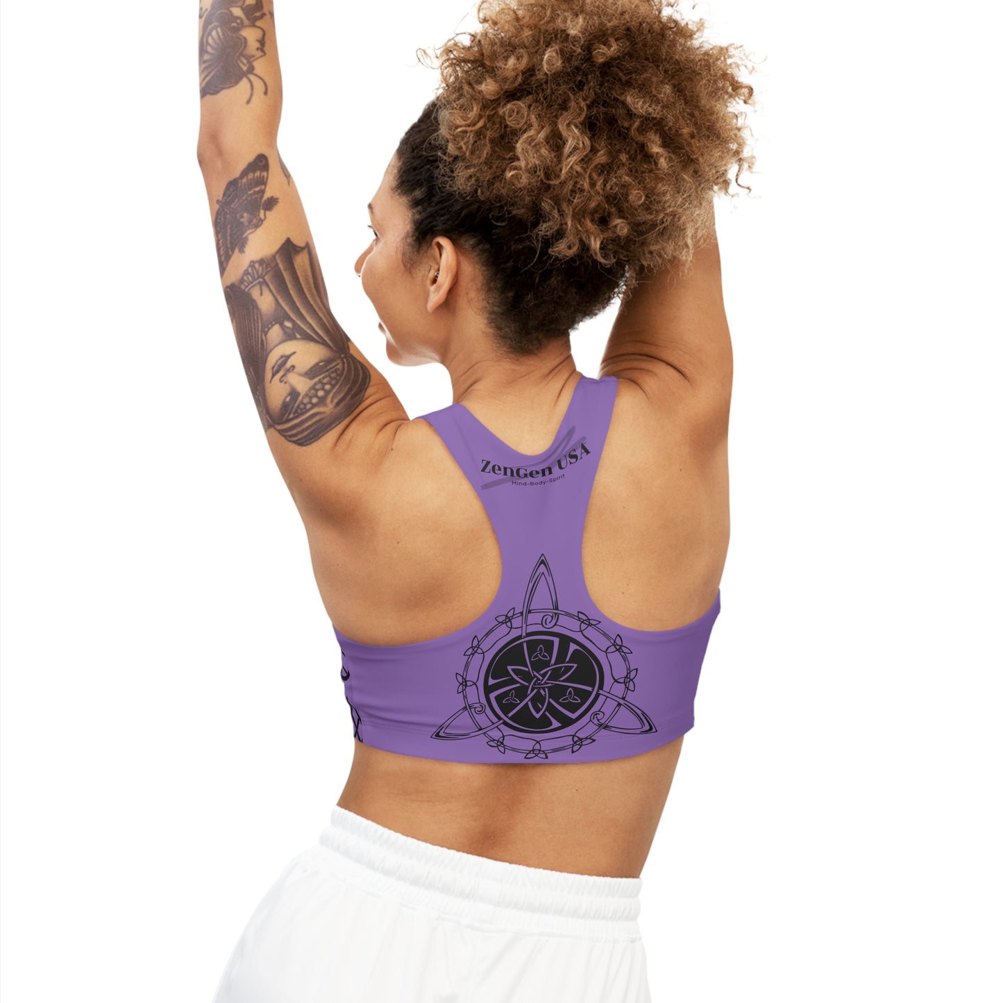 Celtic Tribal Tattoo - Purple Sports Bra - ZenGen USA ROCK SOLID - ZenGen USA