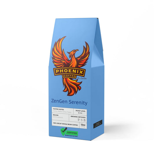 Phoenix Coffee by ZenGen: Artisan Crafted ZenGen Serenity DECAF Coffee Blend (Medium Roast) - ZenGen USA