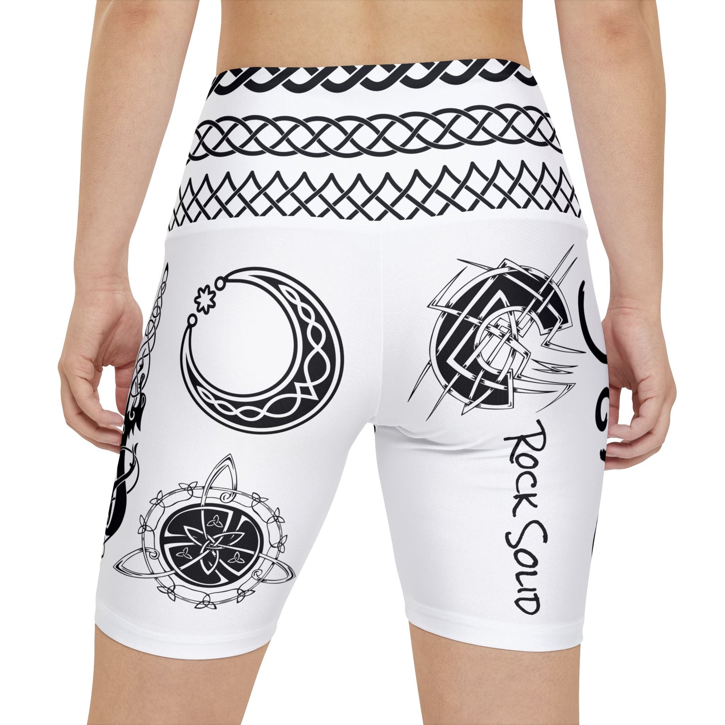 Celtic Tribal Tattoo - White Women's Workout Shorts - ZenGen USA ROCK SOLID - ZenGen USA