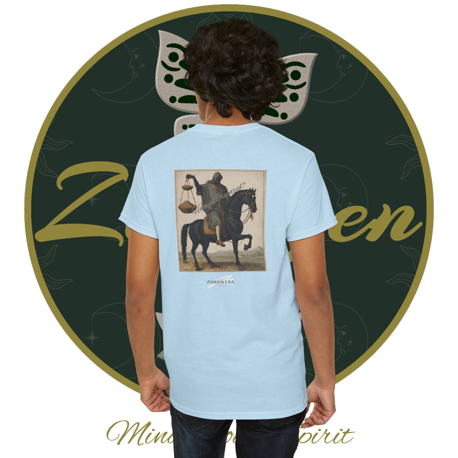 Apocalypse - 3rd Seal Revelation 6:5,6 - Unisex Heavy Cotton Tee - Revelation Collection - ZenGen USA - ZenGen USA