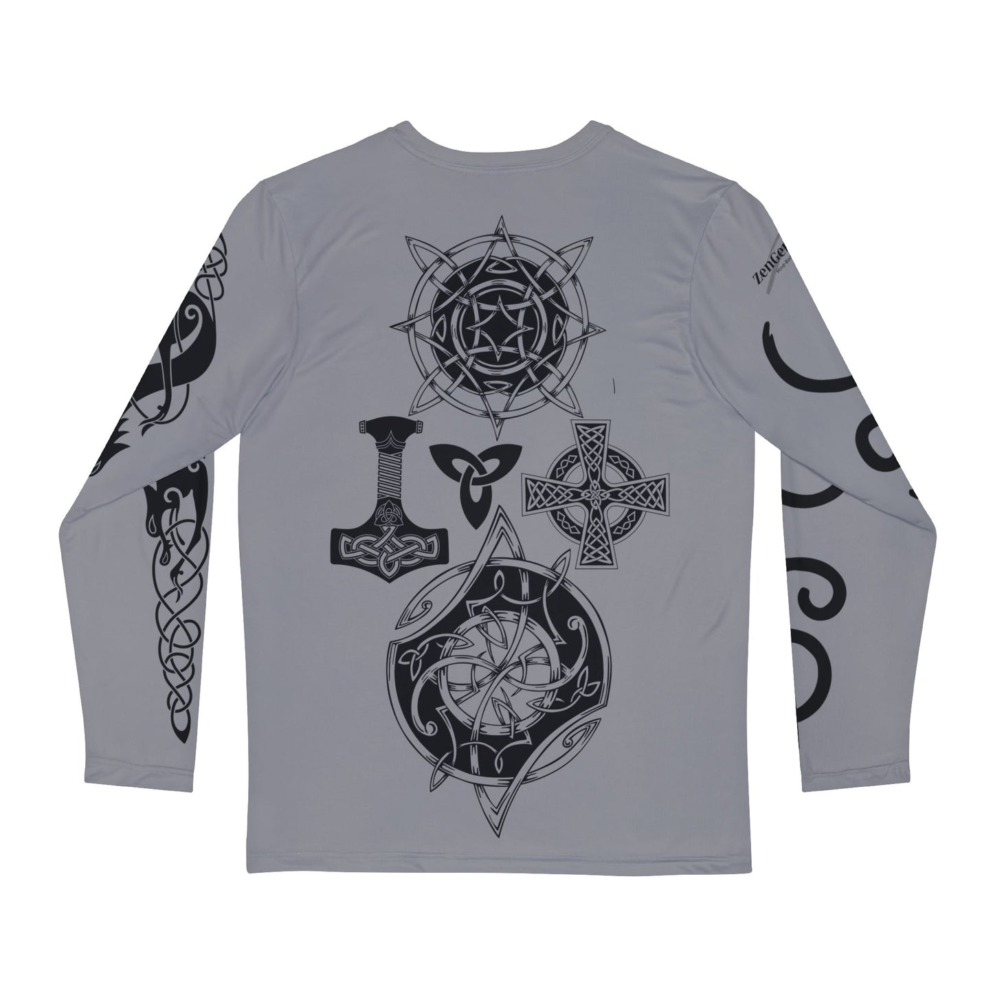 Celtic Fenrir Tribal Tattoo - Grey Men's Long Sleeve Shirt - ZenGen USA - ZenGen USA