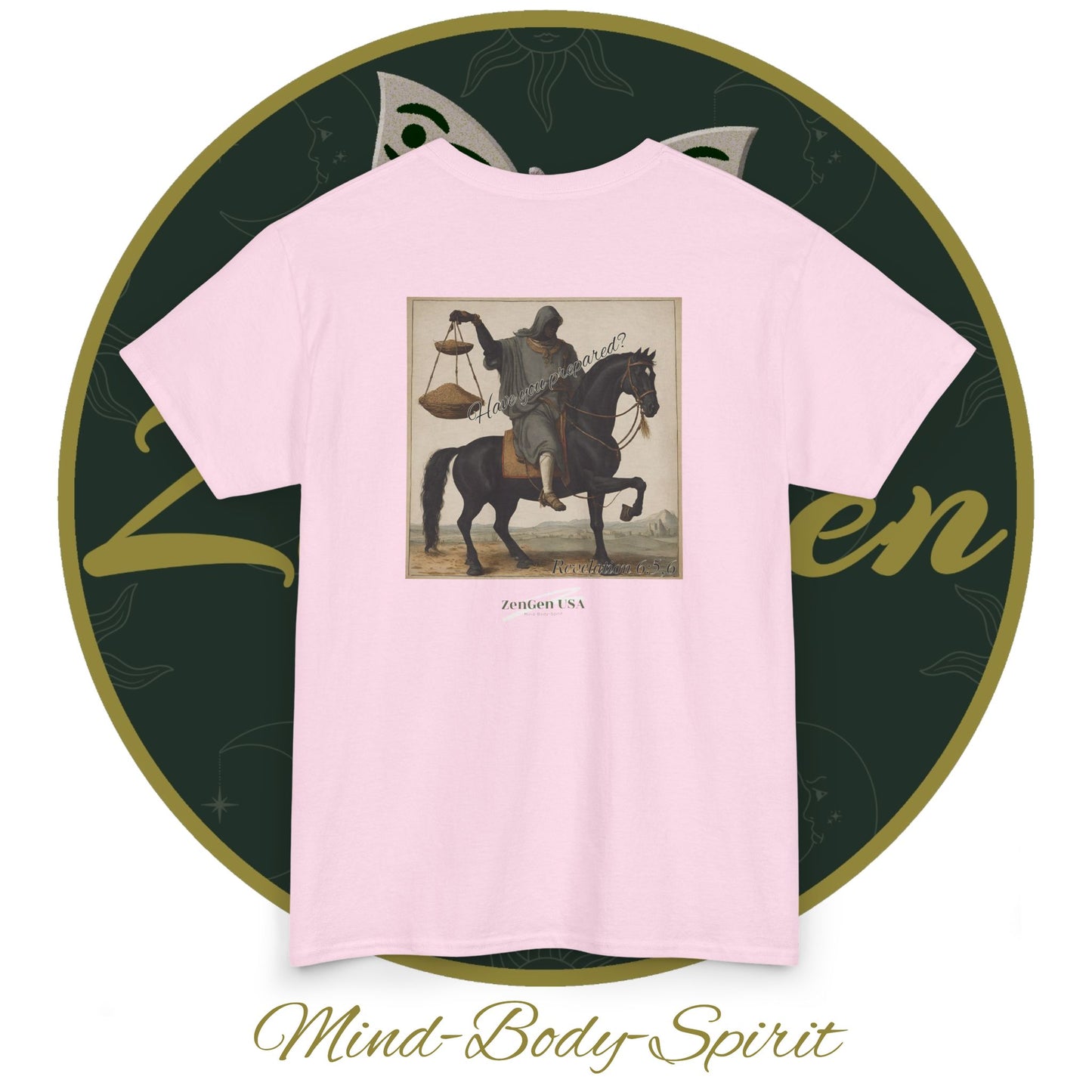 Apocalypse - 3rd Seal Revelation 6:5,6 - Unisex Heavy Cotton Tee - Revelation Collection - ZenGen USA - ZenGen USA