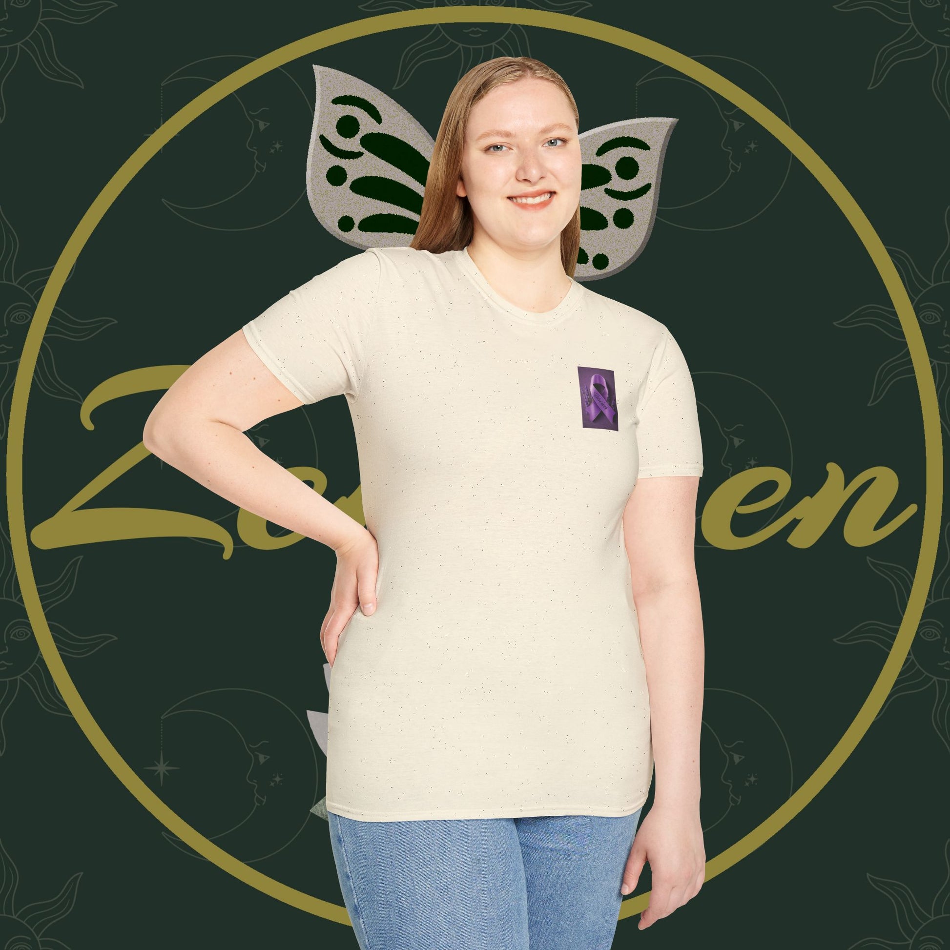 SURVIVOR Lavender Ribbon - Unisex Softstyle T-Shirt - Cancer Awareness all Forms - ZenGen USA