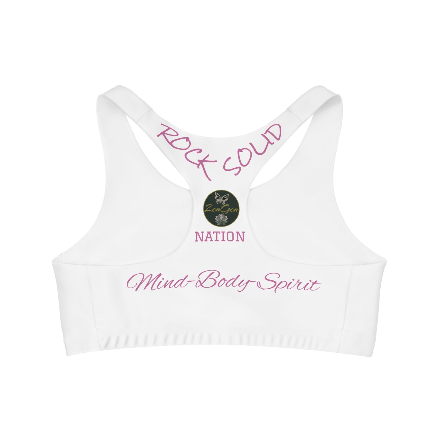 Seamless Sports Bra White - ROCK SOLID Blazing Flower - ZenGen USA - ZenGen USA