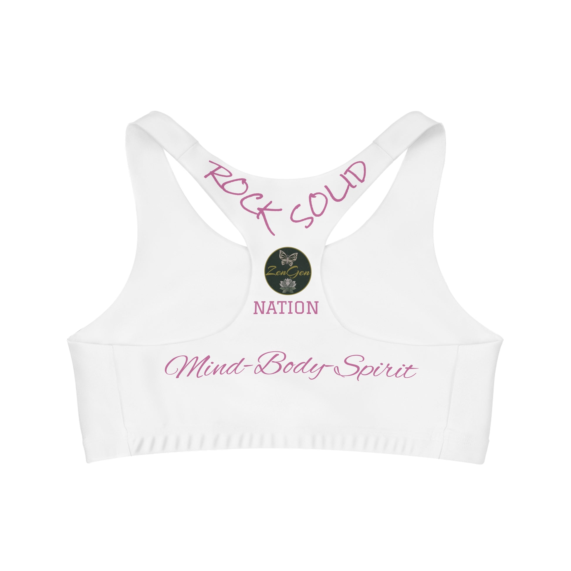 Seamless Sports Bra White - ROCK SOLID Blazing Flower - ZenGen USA - ZenGen USA