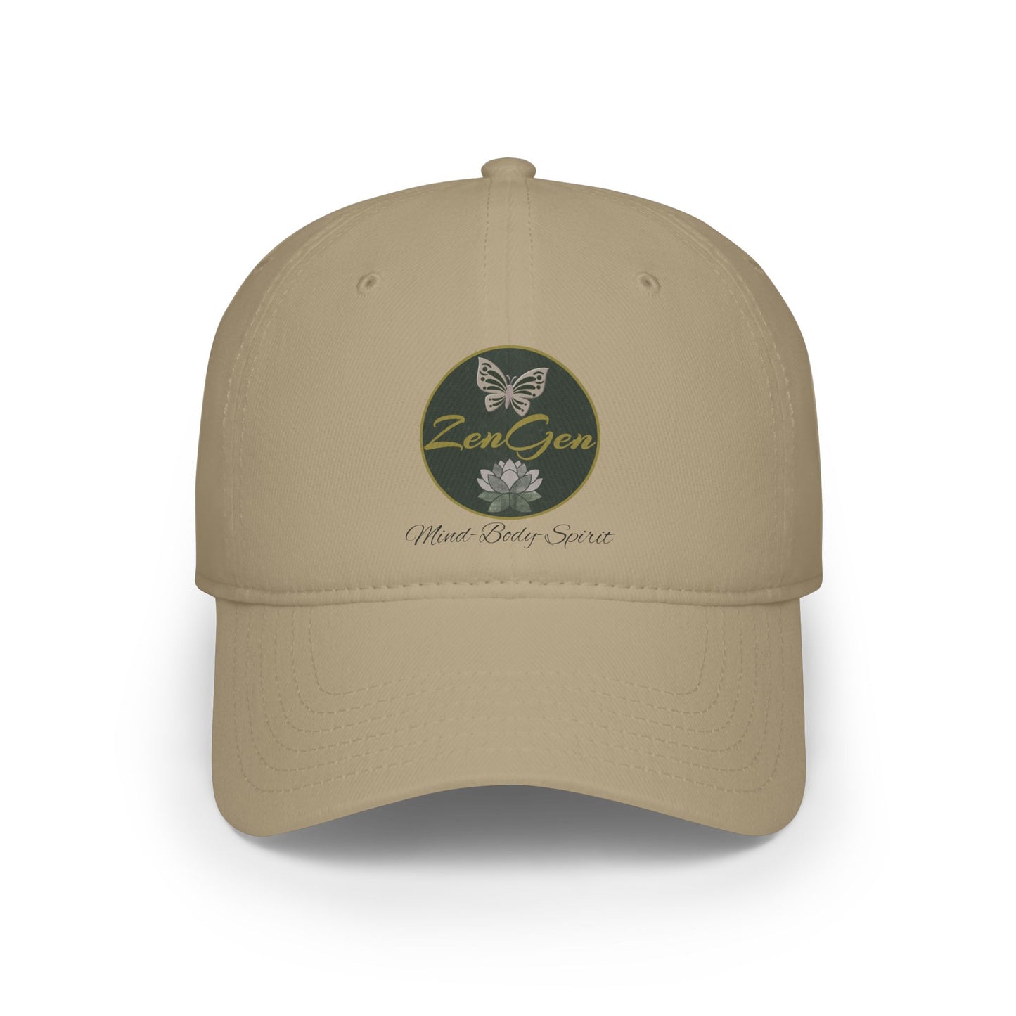 ZenGen Logo Wear - Unisex Low Profile Baseball Cap - White or Khaki - One Size Fits All - ZenGen USA