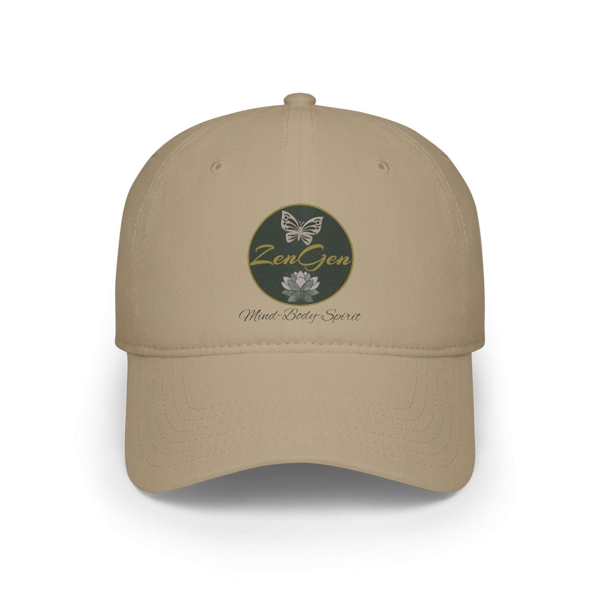 ZenGen Logo Wear - Unisex Low Profile Baseball Cap - White or Khaki - One Size Fits All - ZenGen USA