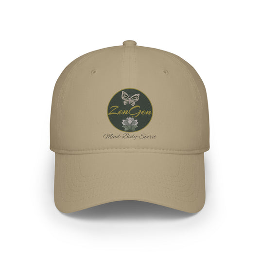 ZenGen Logo Wear - Unisex Low Profile Baseball Cap - White or Khaki - One Size Fits All - ZenGen USA