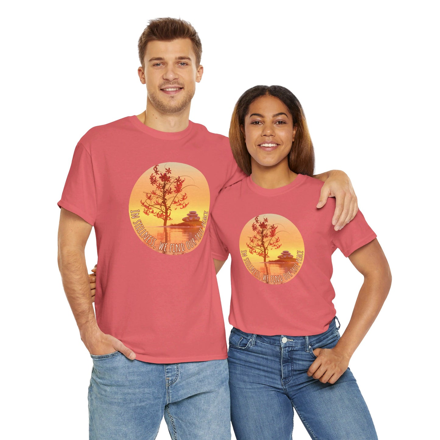 Find True Peace: Unisex Heavy Cotton Zen Bonsai & Cairns Graphic Tee - ZenGen USA