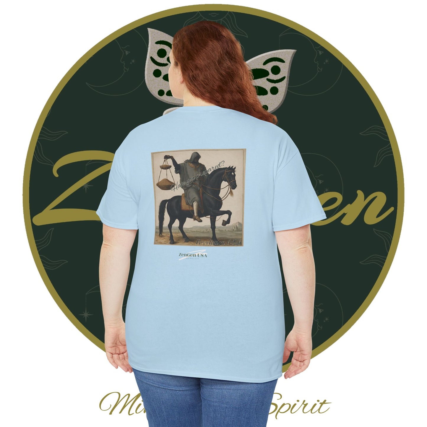 Apocalypse - 3rd Seal Revelation 6:5,6 - Unisex Heavy Cotton Tee - Revelation Collection - ZenGen USA - ZenGen USA