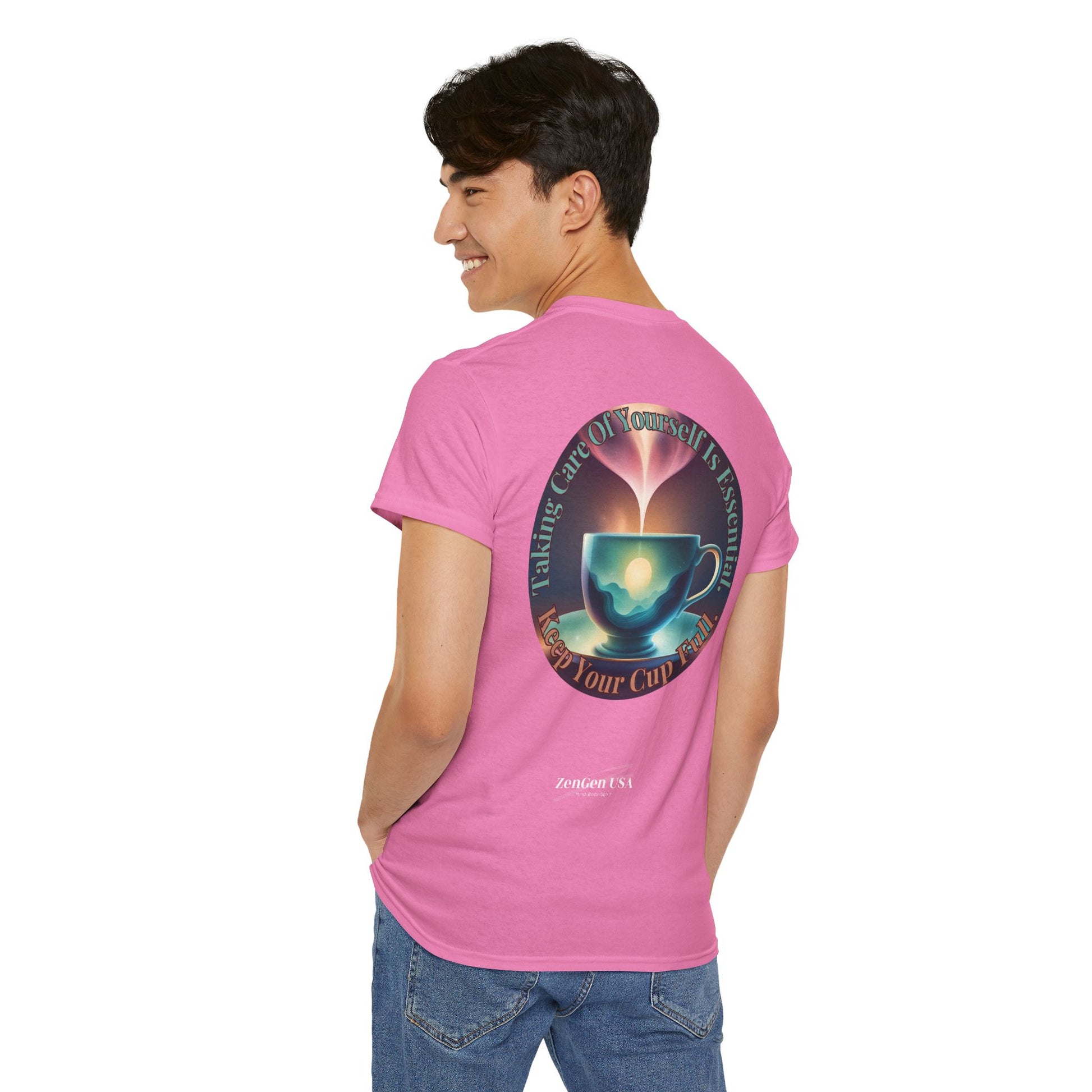Keep Your Cup Full  Unisex Heavy Cotton Zen Graphic Tee | 12 Colors To Choose | ZenGen - ZenGen USA