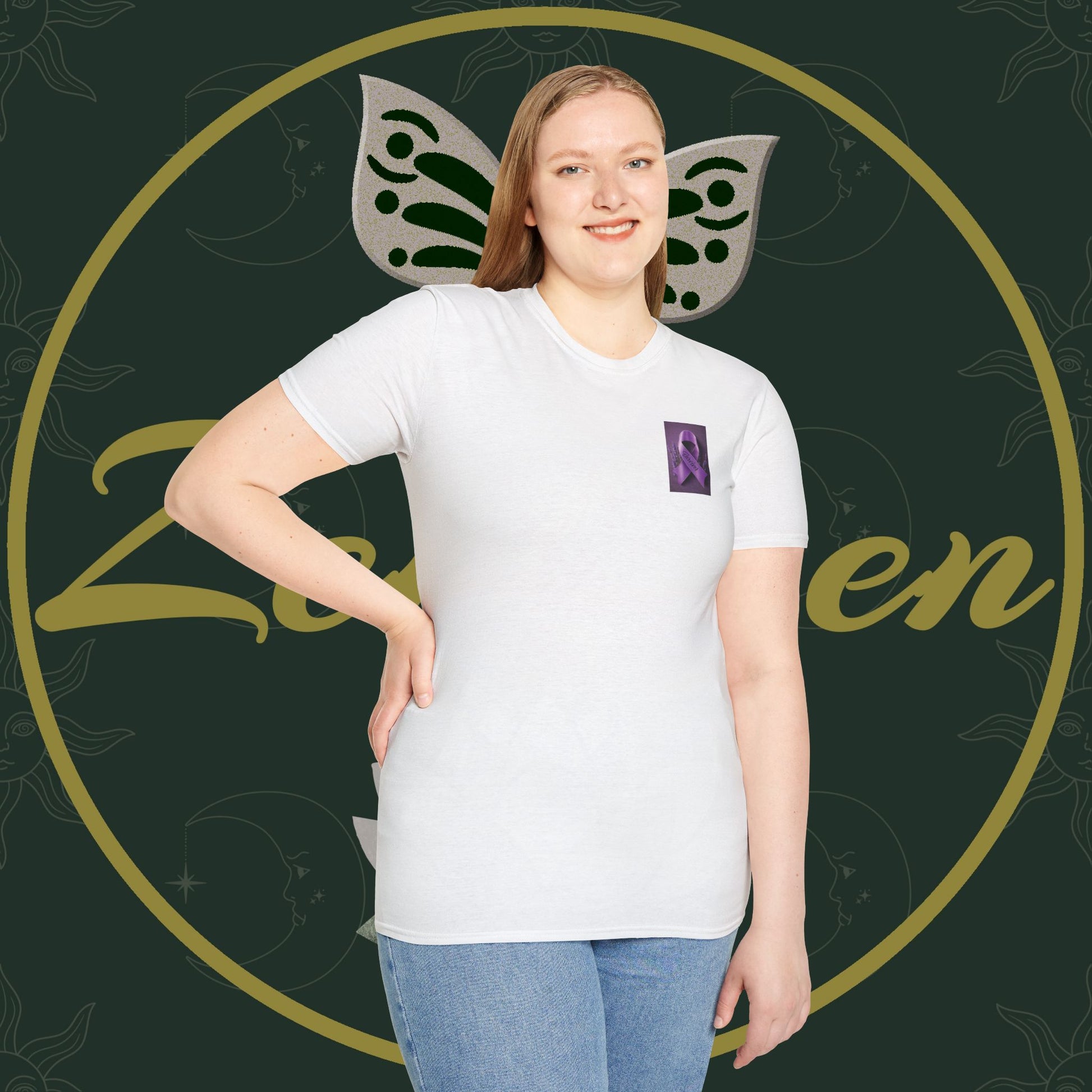 SURVIVOR Lavender Ribbon - Unisex Softstyle T-Shirt - Cancer Awareness all Forms - ZenGen USA