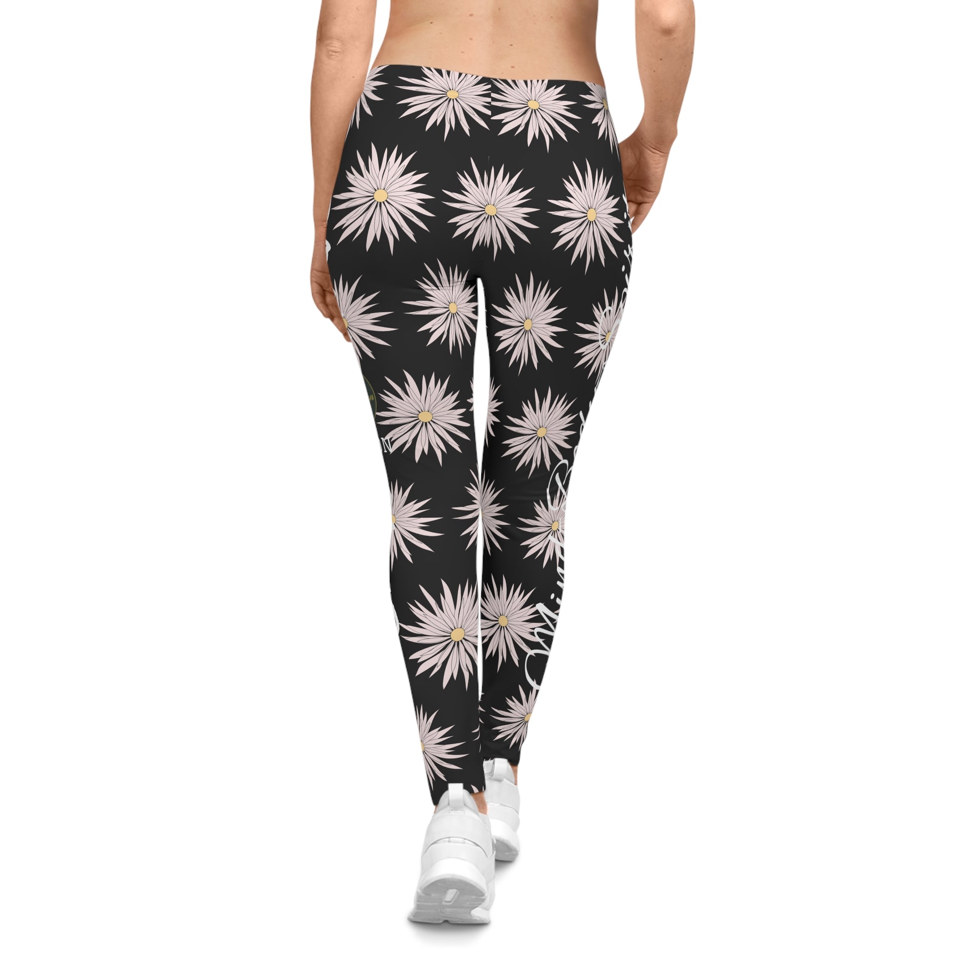 Women's Casual Leggings - Black - ROCK SOLID Blazing Flower - ZenGen USA - ZenGen USA