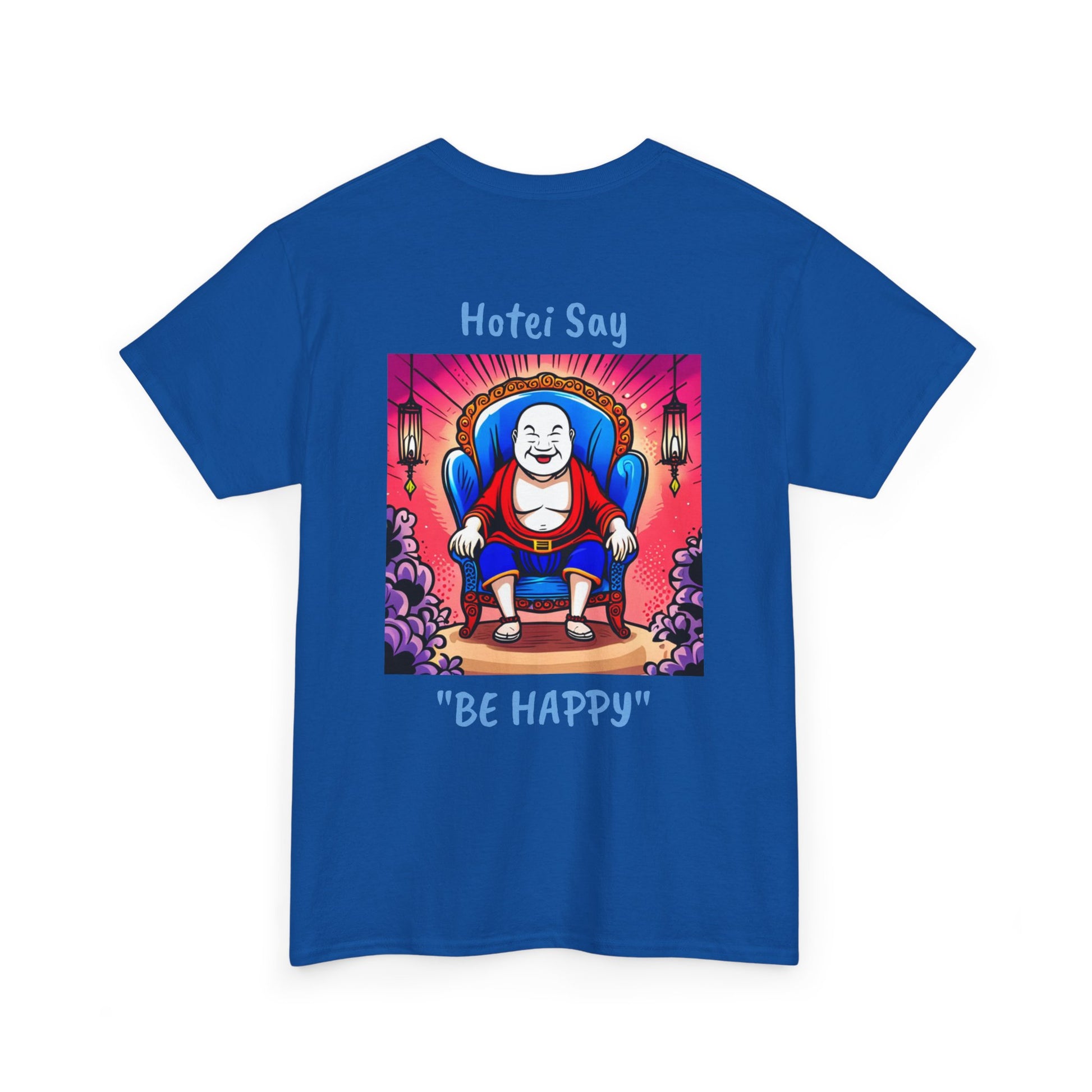 BE HAPPY - Unisex Heavy Cotton Tee - ZenGen USA - Hotei Laughing Buddha - ZenGen USA