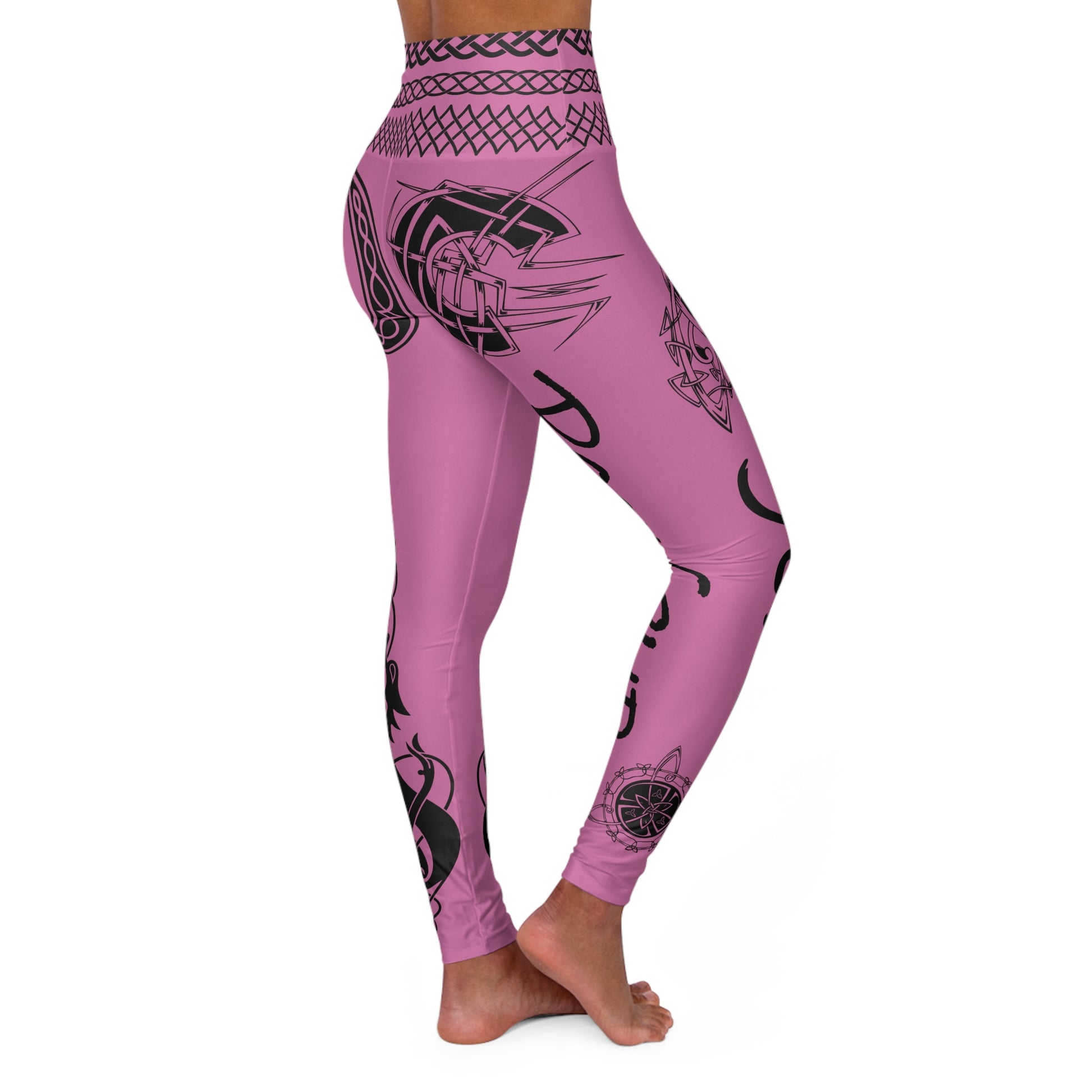 Celtic Tribal Tattoo - Pink Yoga Leggings - ZenGen USA ROCK SOLID - ZenGen USA