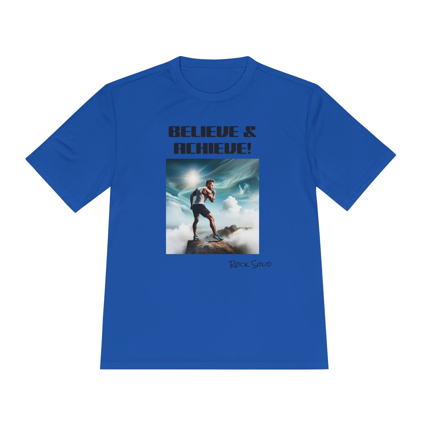 Unisex Moisture Wicking Tee - ROCK SOLID, Believe & Achieve! - ZenGen USA - ZenGen USA
