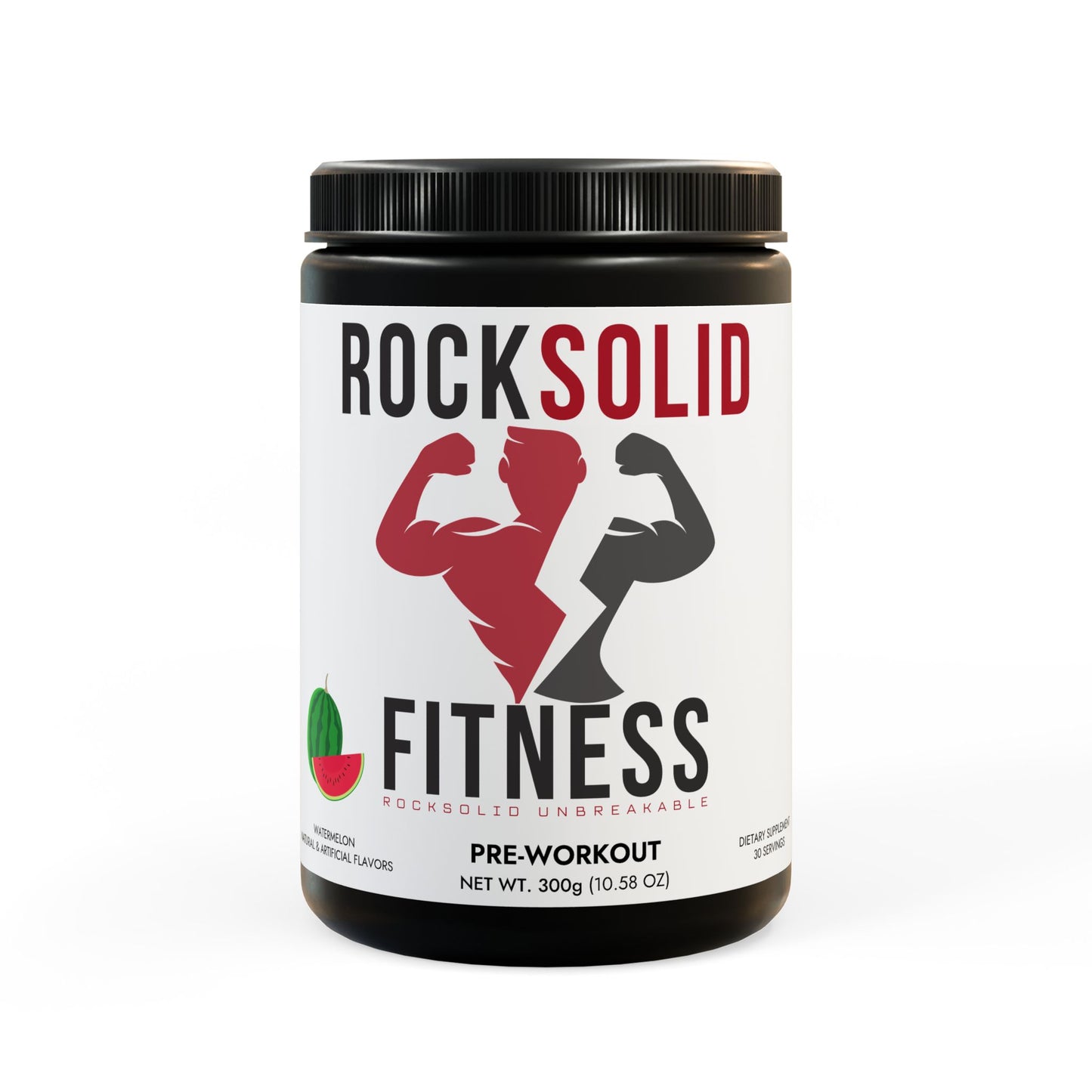 RockSolid Fitness Pre-Workout Supplement - Watermelon Flavored (300g, 10.58oz) - ZenGen USA