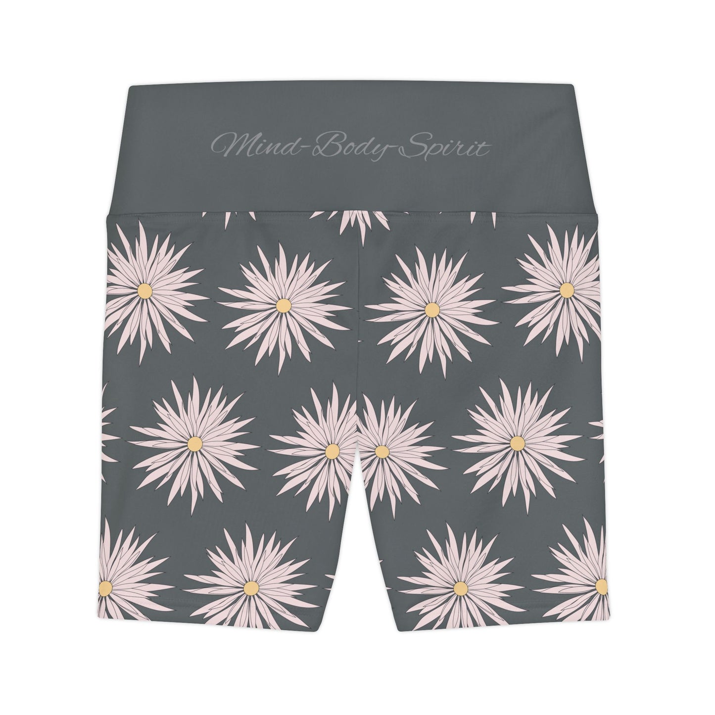 Women's Workout Shorts  - Gray - ROCK SOLID Blazing Flower - ZenGen USA - ZenGen USA