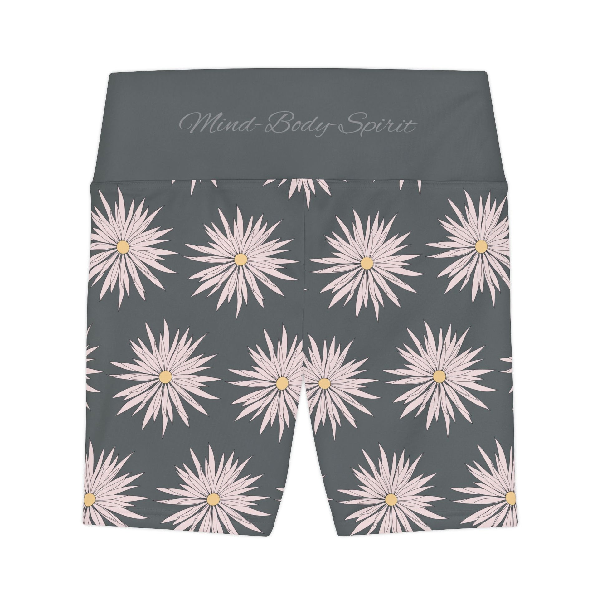Women's Workout Shorts  - Gray - ROCK SOLID Blazing Flower - ZenGen USA - ZenGen USA