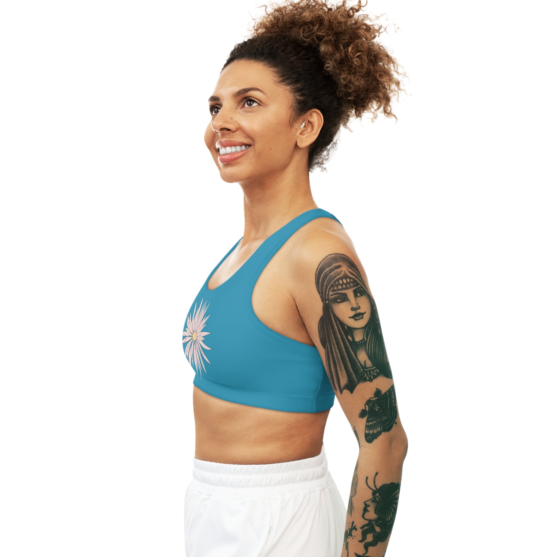 Seamless Sports Bra Turquois  - ROCK SOLID Blazing Flower - ZenGen USA - ZenGen USA
