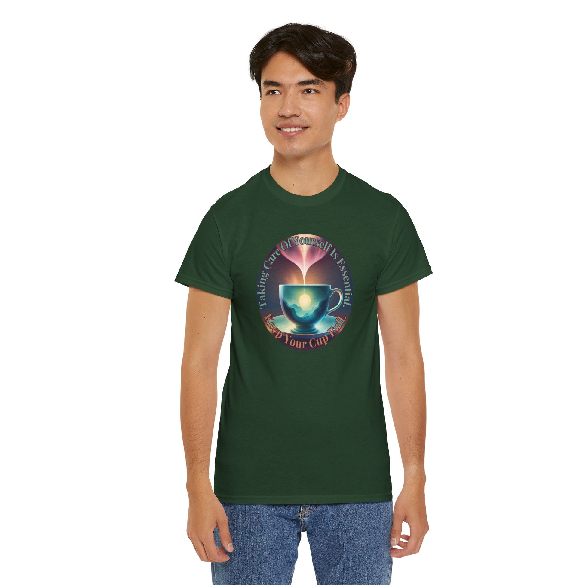 Keep Your Cup Full  Unisex Heavy Cotton Zen Graphic Tee | 12 Colors To Choose | ZenGen - ZenGen USA