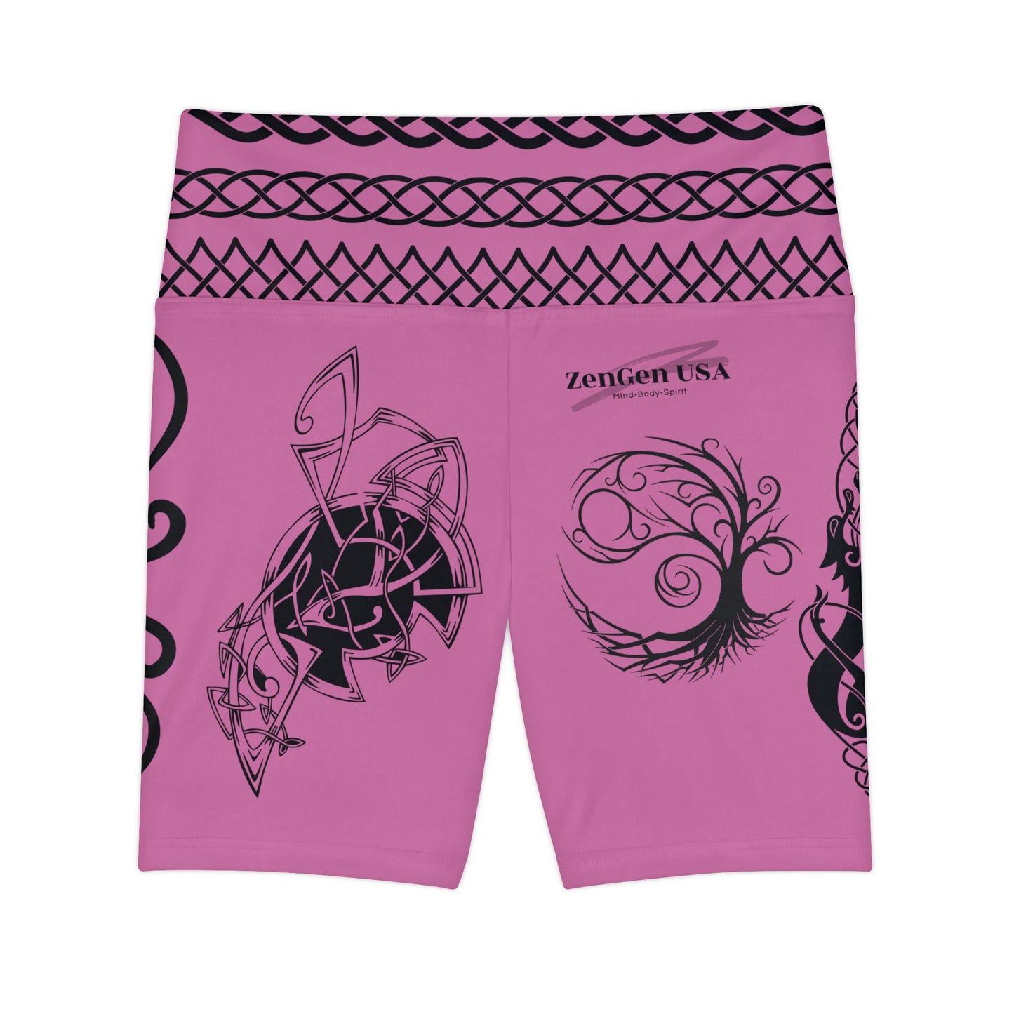 Celtic Tribal Tattoo - Pink Women's Workout Shorts - ZenGen USA ROCK SOLID - ZenGen USA