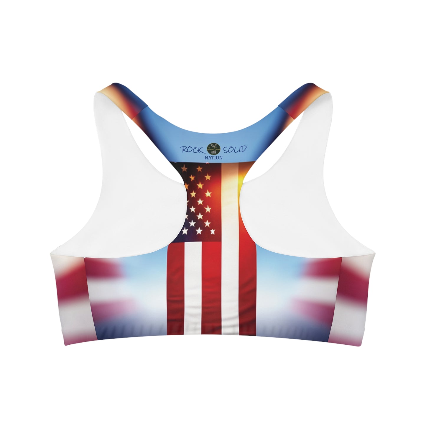 ZenGen Nation ROCK SOLID - Seamless Sports Bra (AOP) - Stars & Stripes - ZenGen USA