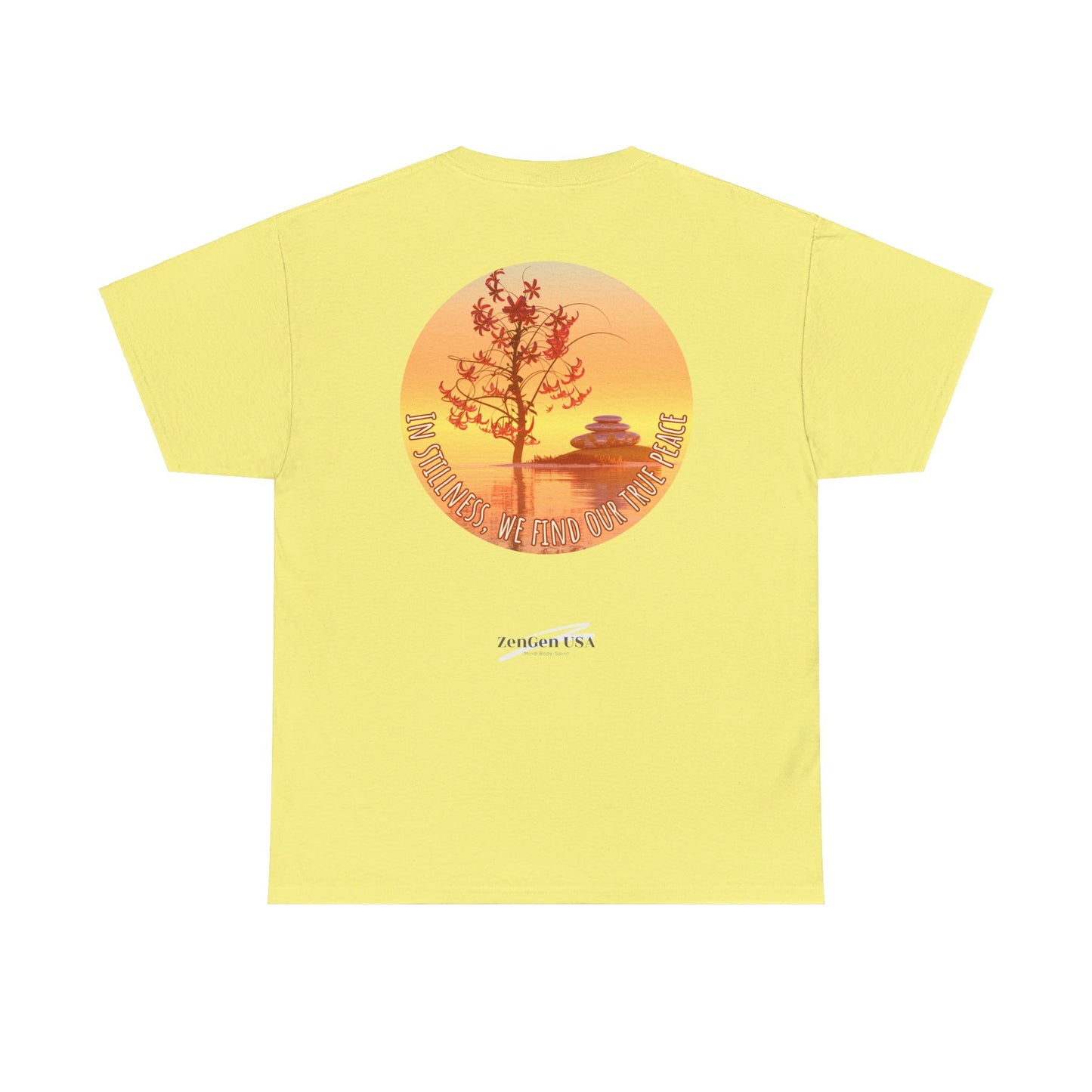 Find True Peace: Unisex Heavy Cotton Zen Bonsai & Cairns Graphic Tee - ZenGen USA