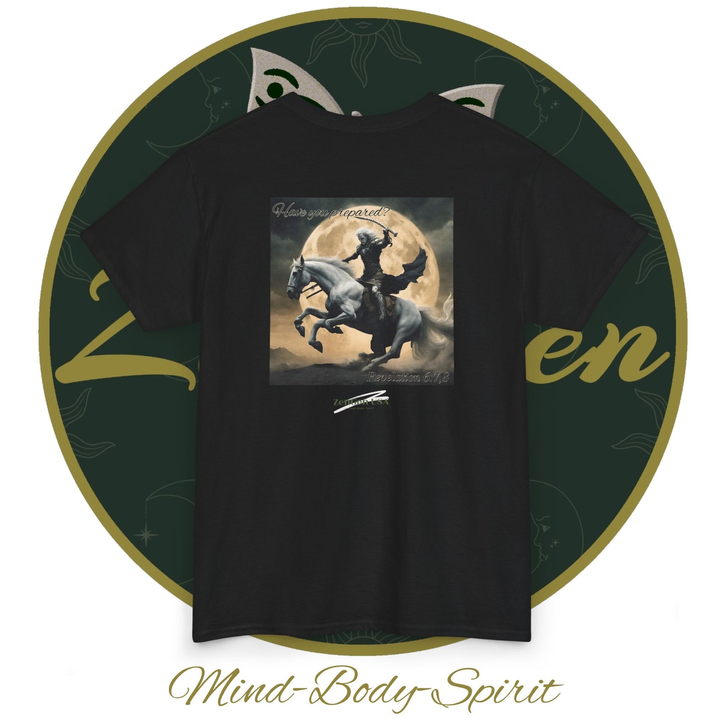 Apocalypse - 4th Seal Revelation 6:7,8 - Unisex Heavy Cotton Tee - Revelation Collection - ZenGen USA - ZenGen USA