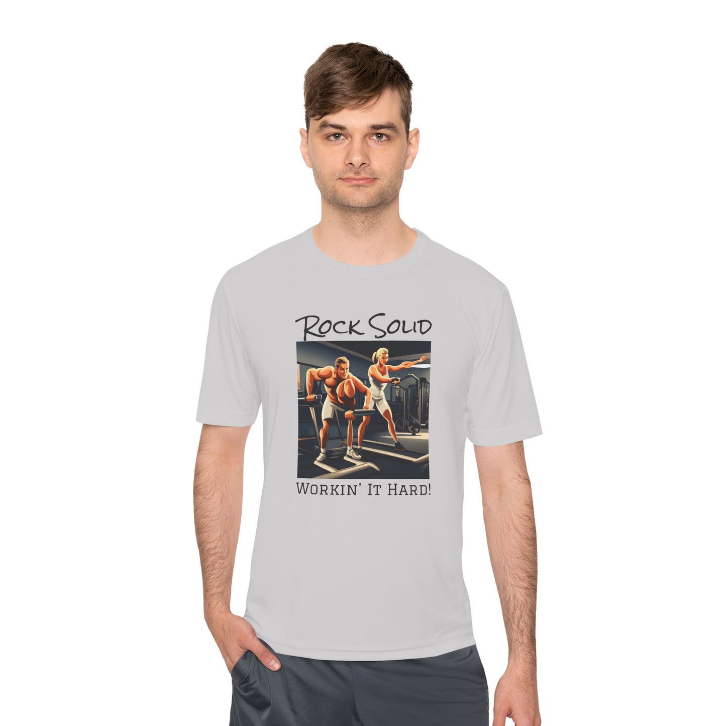 Unisex Moisture Wicking Tee - ROCK SOLID "Workin' It Hard!" - ZenGen USA - ZenGen USA
